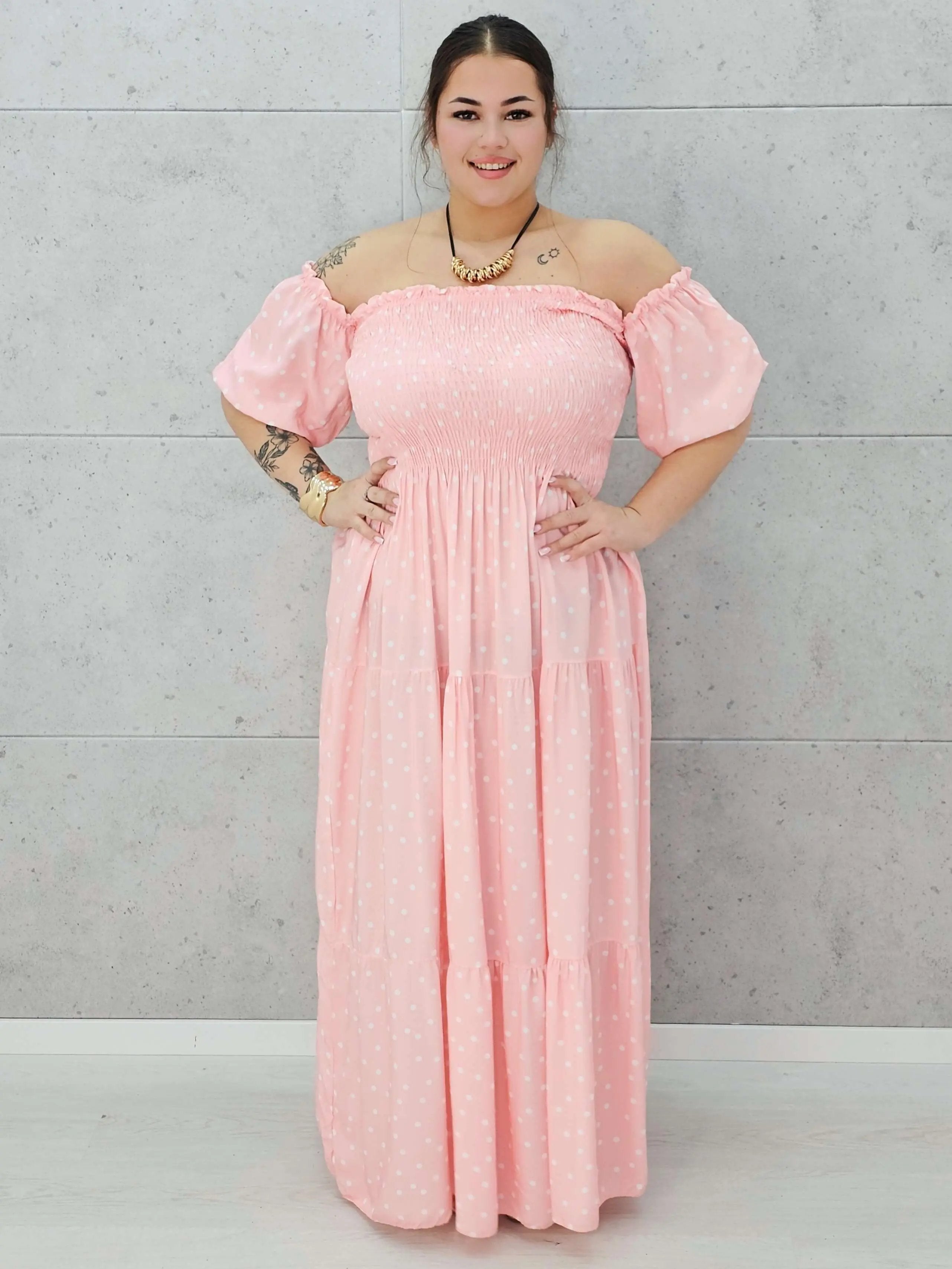 Sukienka długa w kropki Stylowa XL