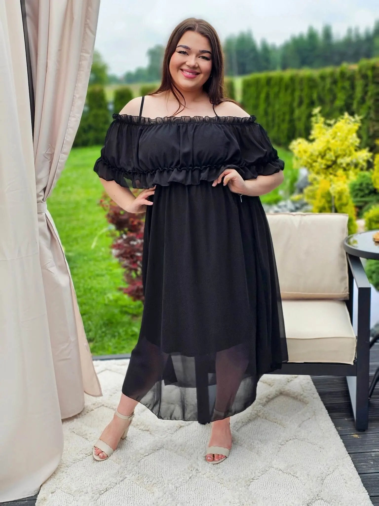 Sukienka hiszpanka midi z falbanami - kilka kolorów Stylowa XL