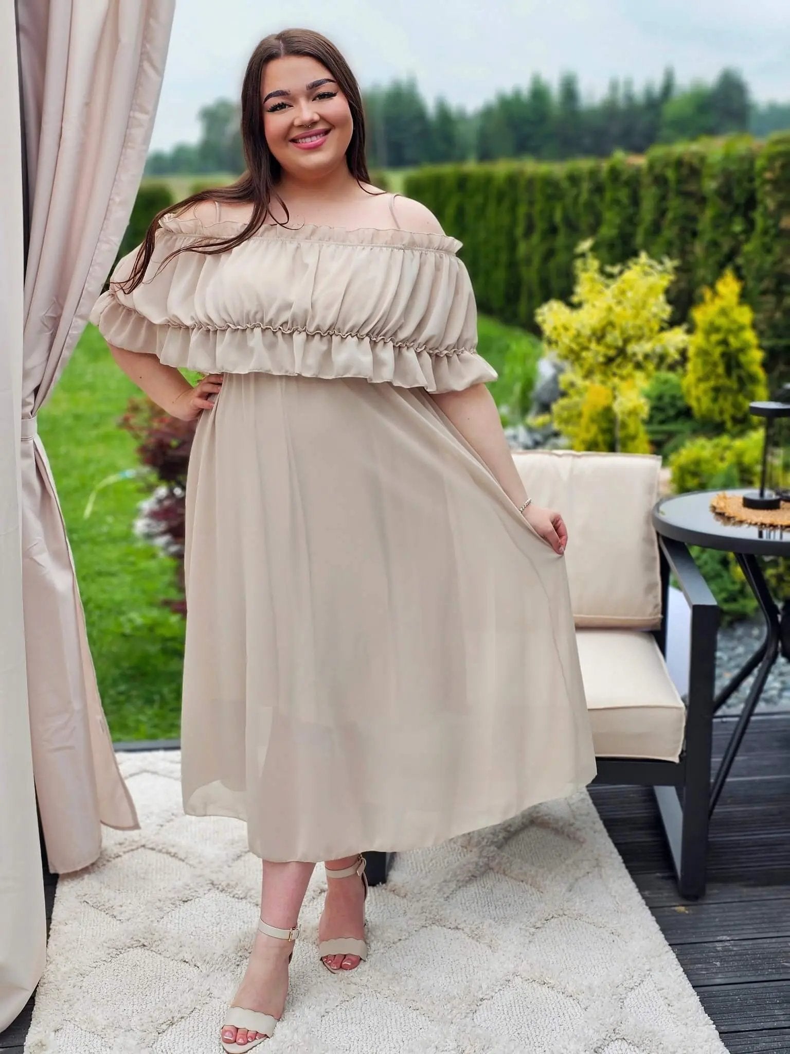 Sukienka hiszpanka midi z falbanami - kilka kolorów Stylowa XL