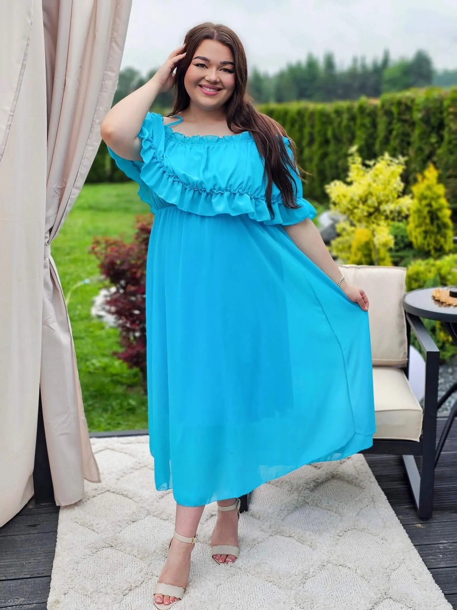 Sukienka hiszpanka midi z falbanami - kilka kolorów Stylowa XL