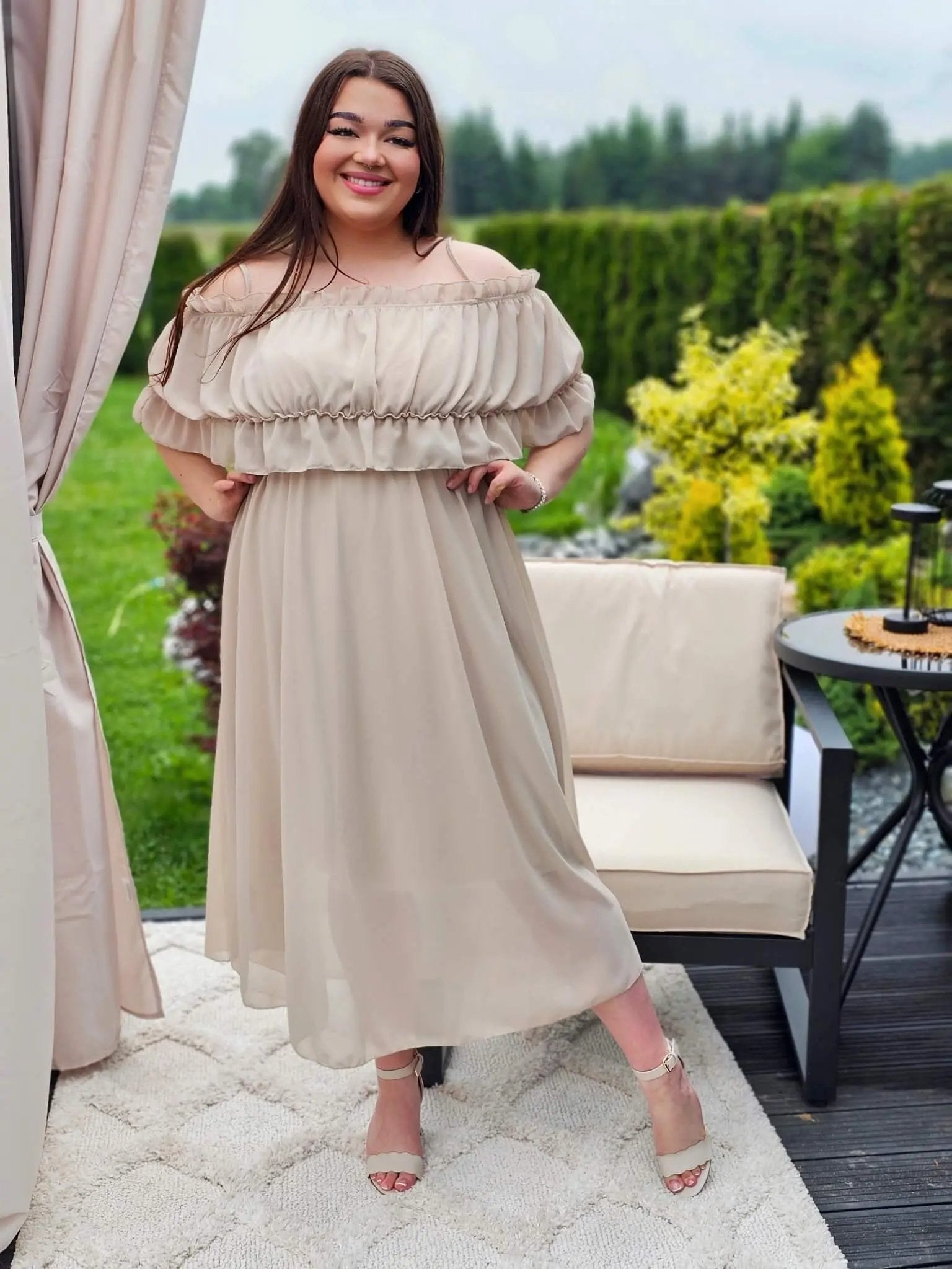 Sukienka hiszpanka midi z falbanami - kilka kolorów Stylowa XL