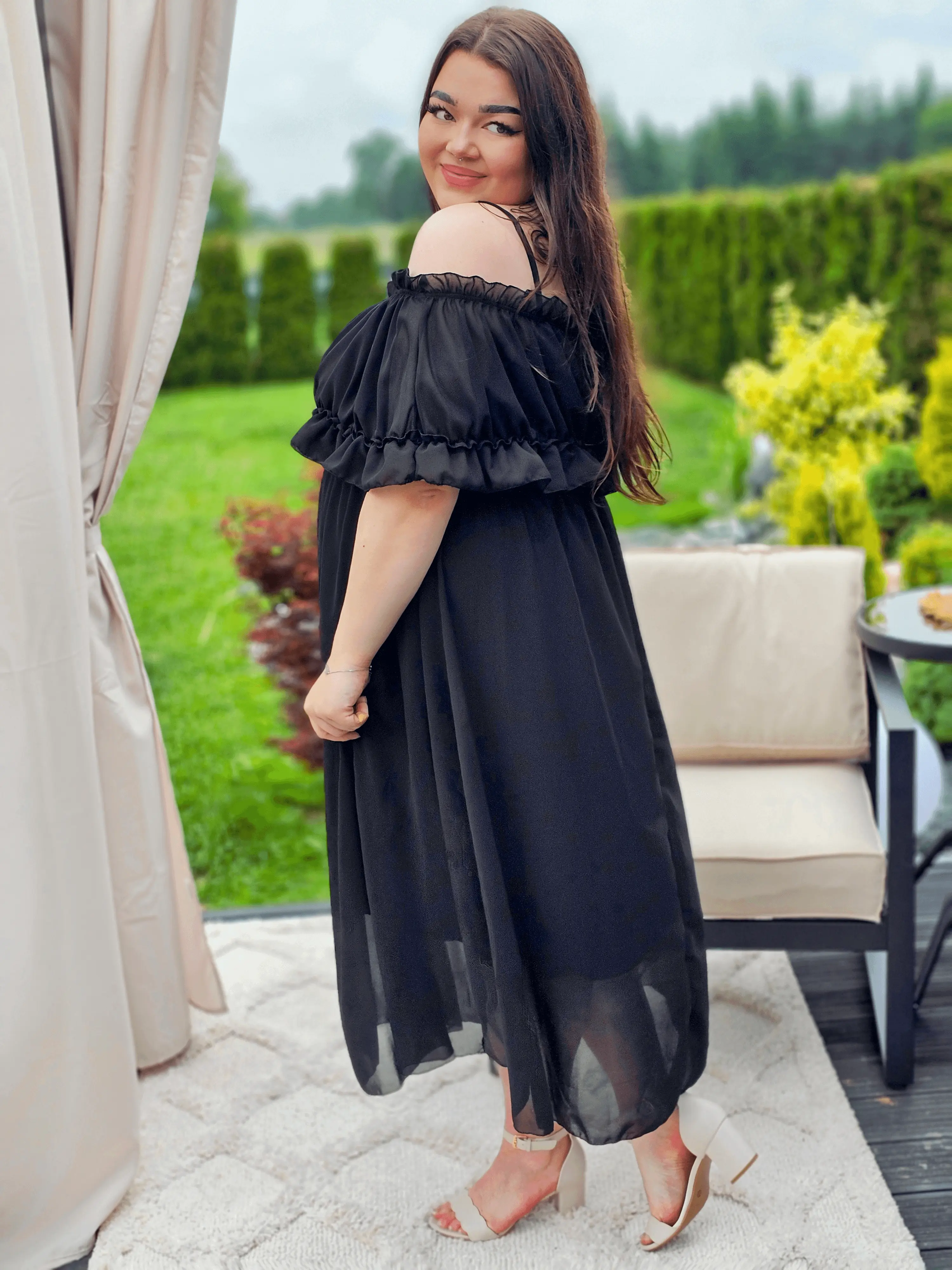 Sukienka hiszpanka midi z falbanami - kilka kolorów Stylowa XL