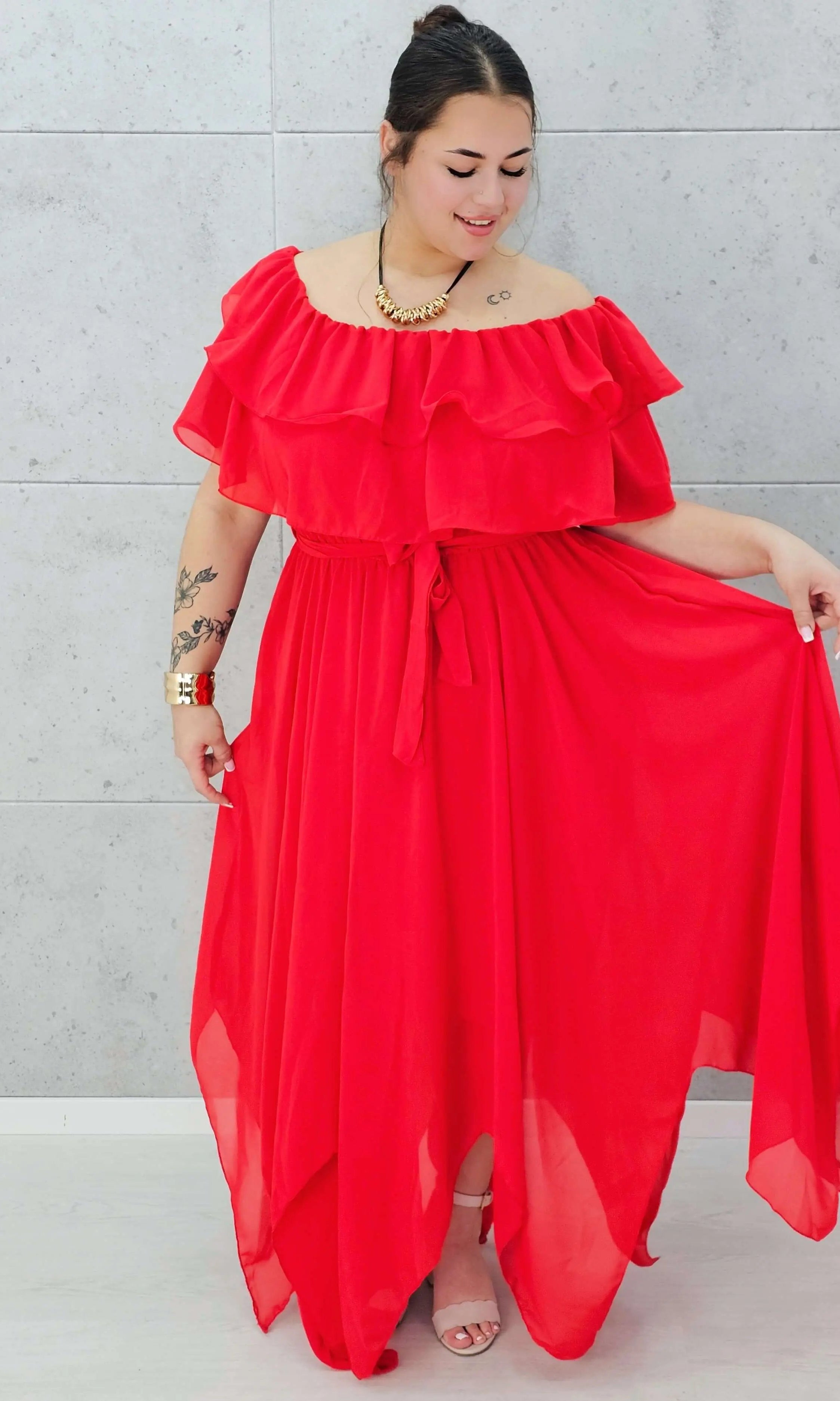 Sukienka hiszpanka z falbaną Stylowa XL