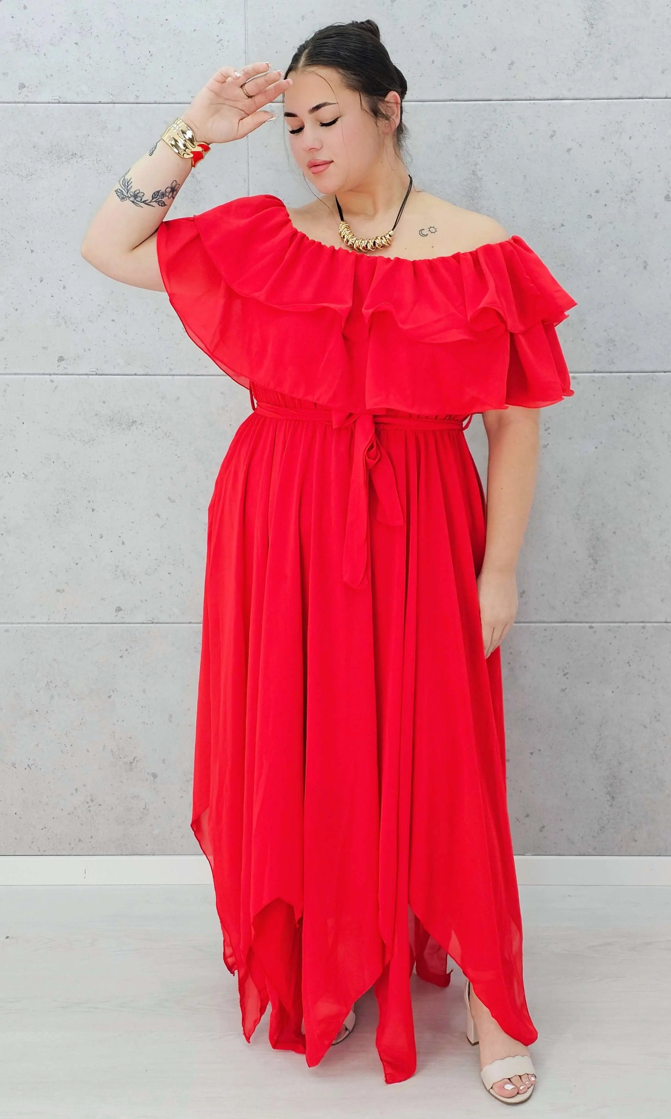 Sukienka hiszpanka z falbaną Stylowa XL