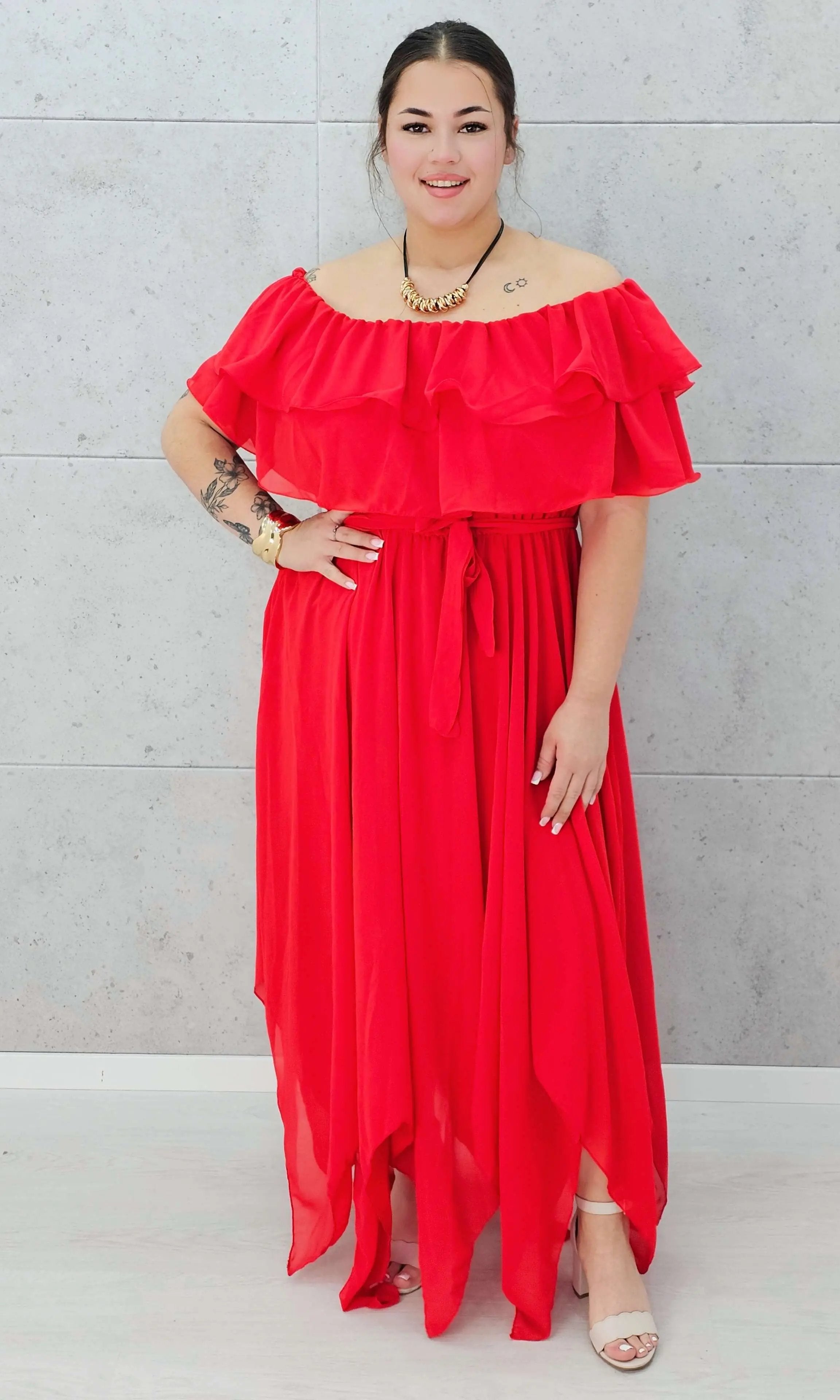 Sukienka hiszpanka z falbaną Stylowa XL