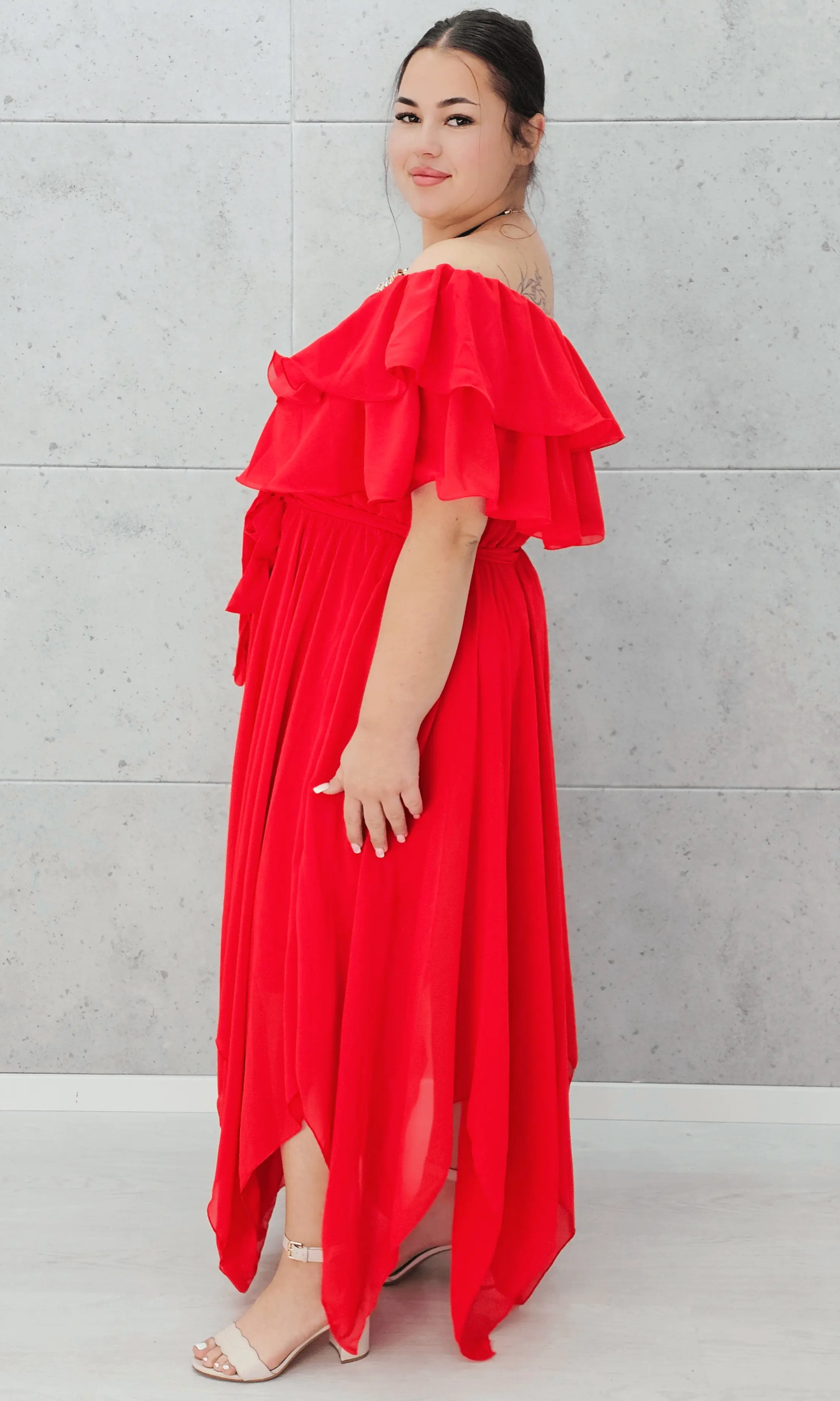 Sukienka hiszpanka z falbaną Stylowa XL