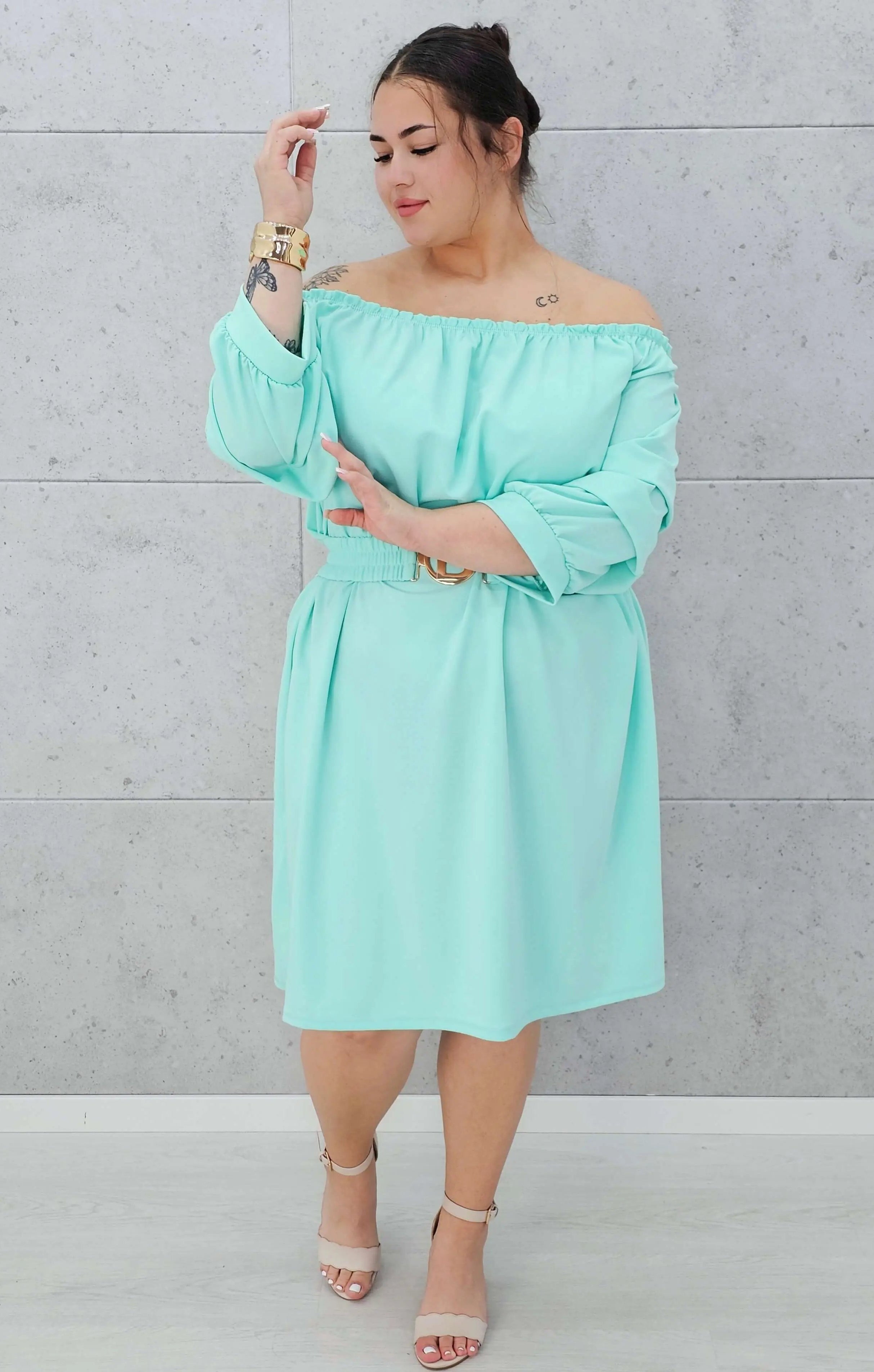 Sukienka hiszpanka z paskiem. Stylowa XL