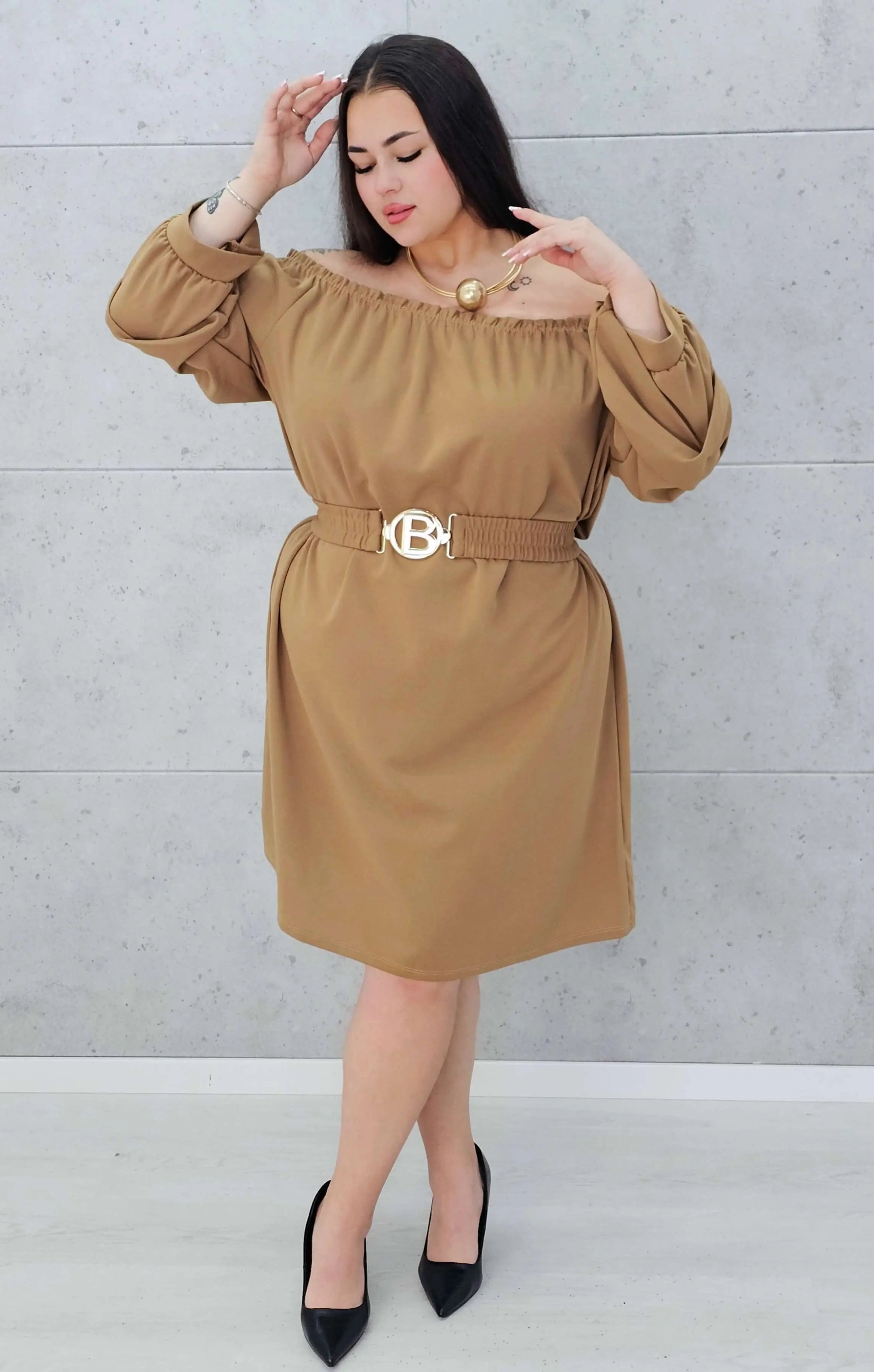 Sukienka hiszpanka z paskiem. Stylowa XL