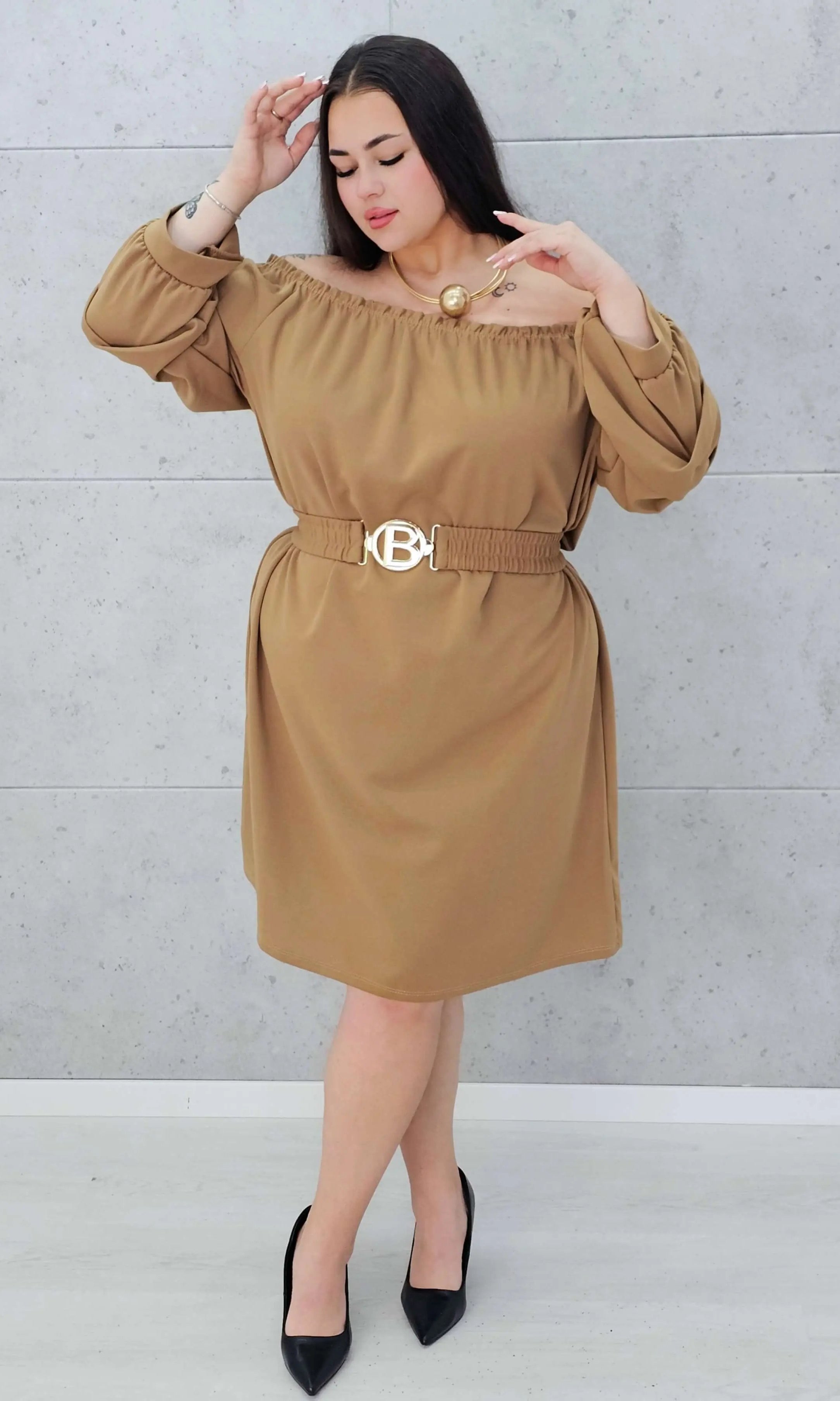 Sukienka hiszpanka z paskiem. Stylowa XL