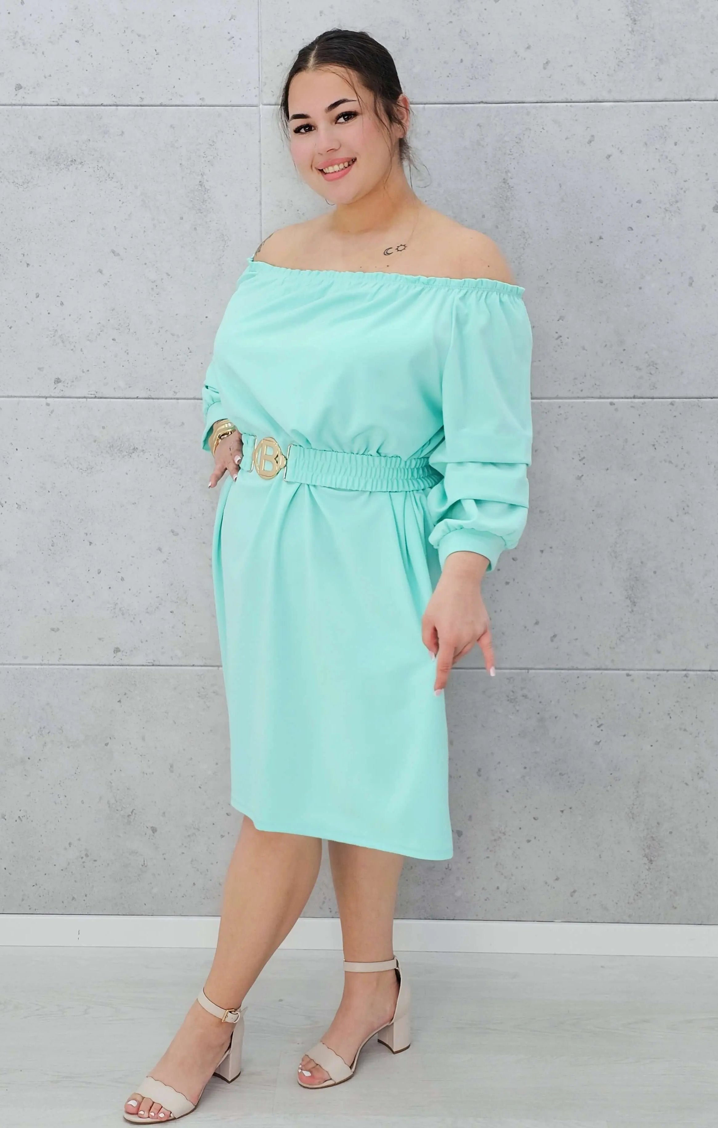 Sukienka hiszpanka z paskiem. Stylowa XL