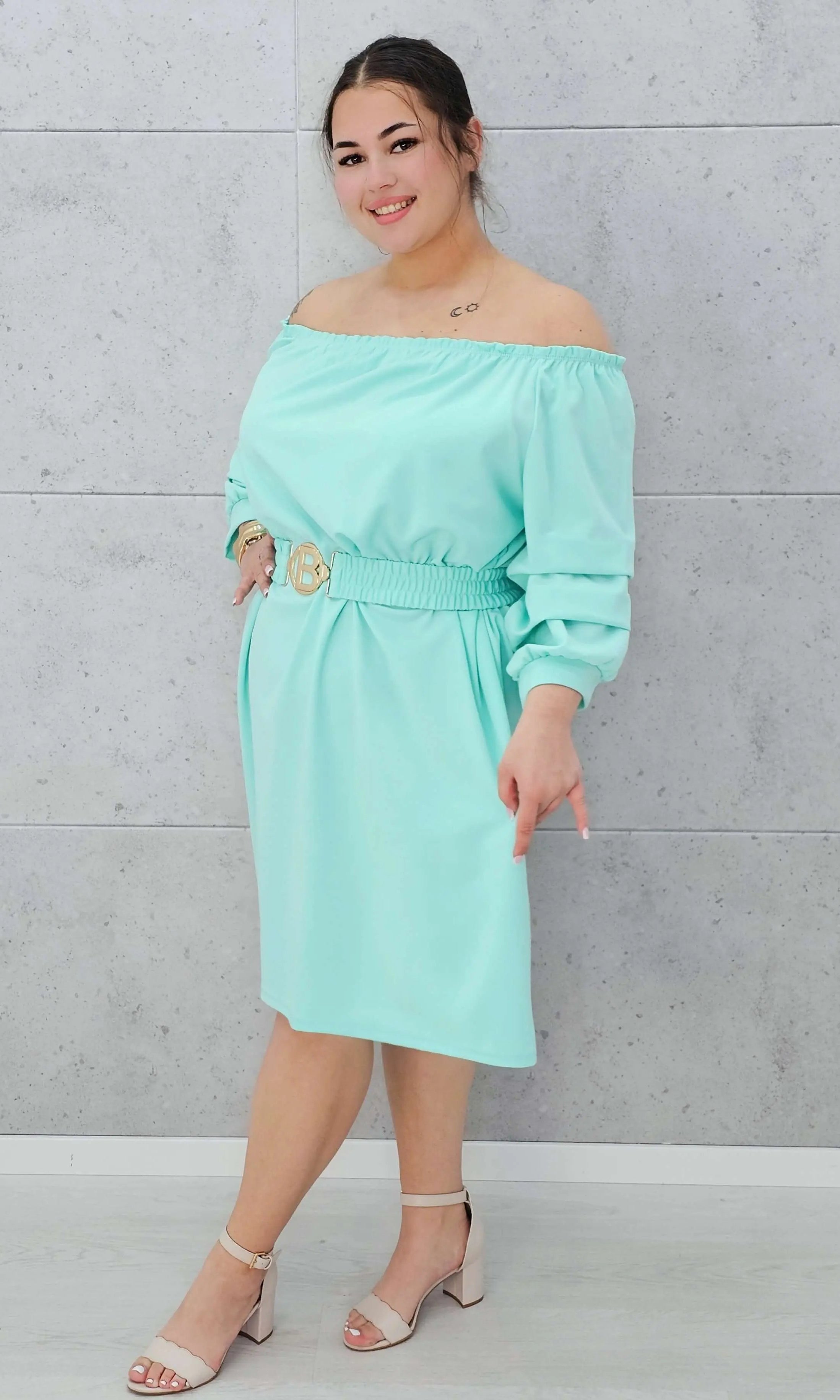 Sukienka hiszpanka z paskiem. Stylowa XL