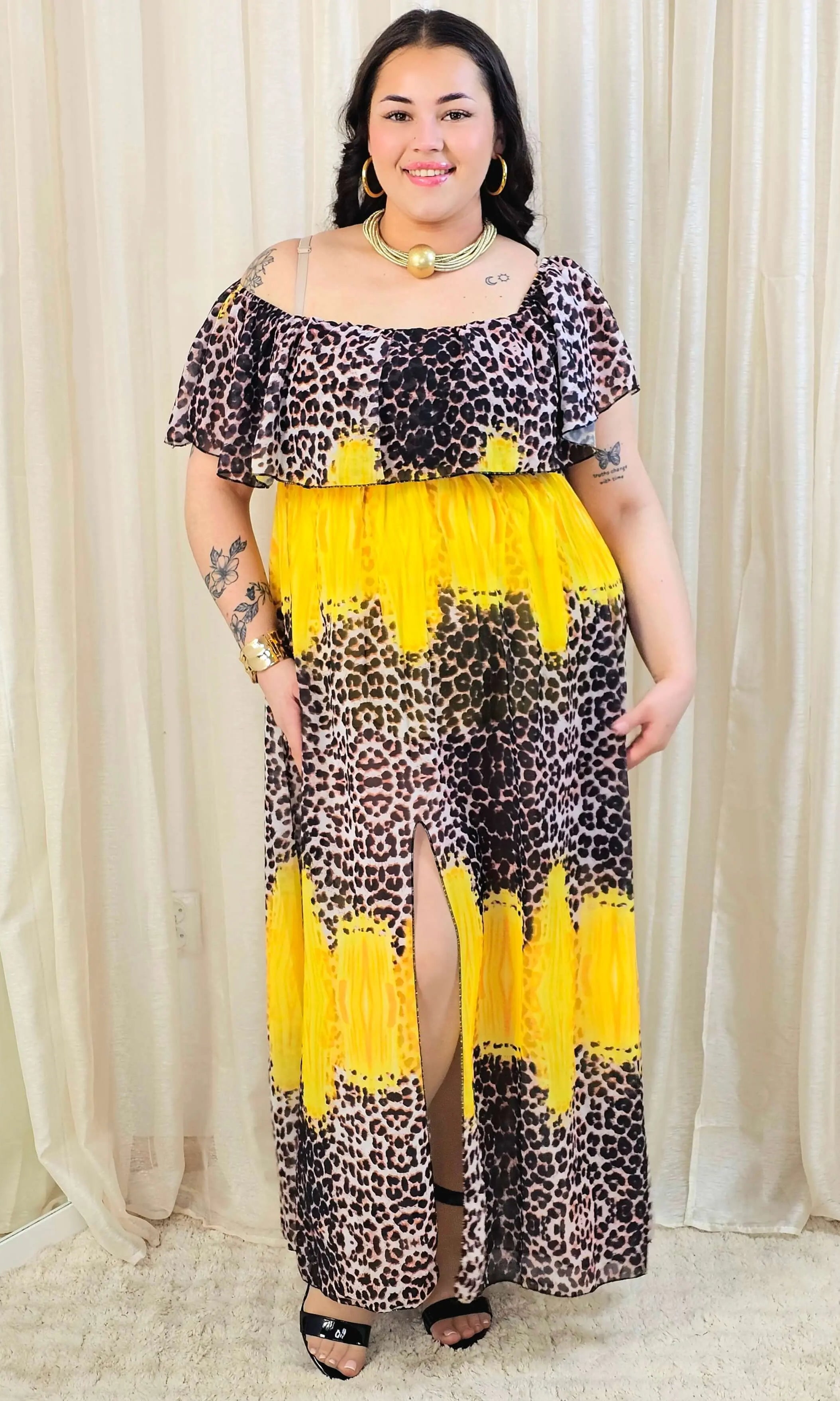 Sukienka maxi w stylu boho z wzorem zwierzęcym - w kilku kolorach Stylowa XL