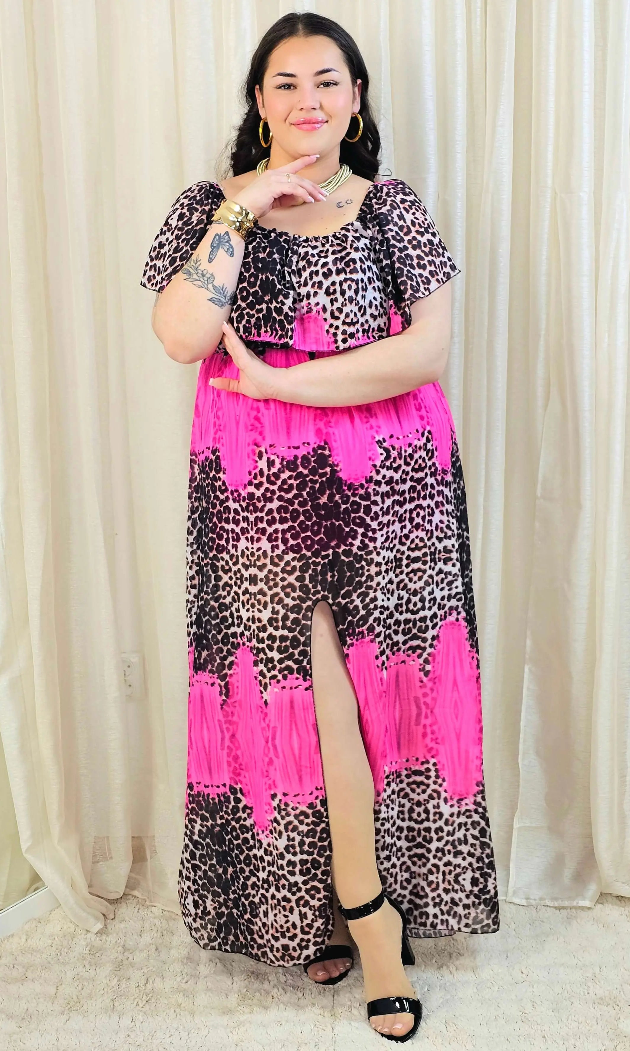 Sukienka maxi w stylu boho z wzorem zwierzęcym - w kilku kolorach Stylowa XL