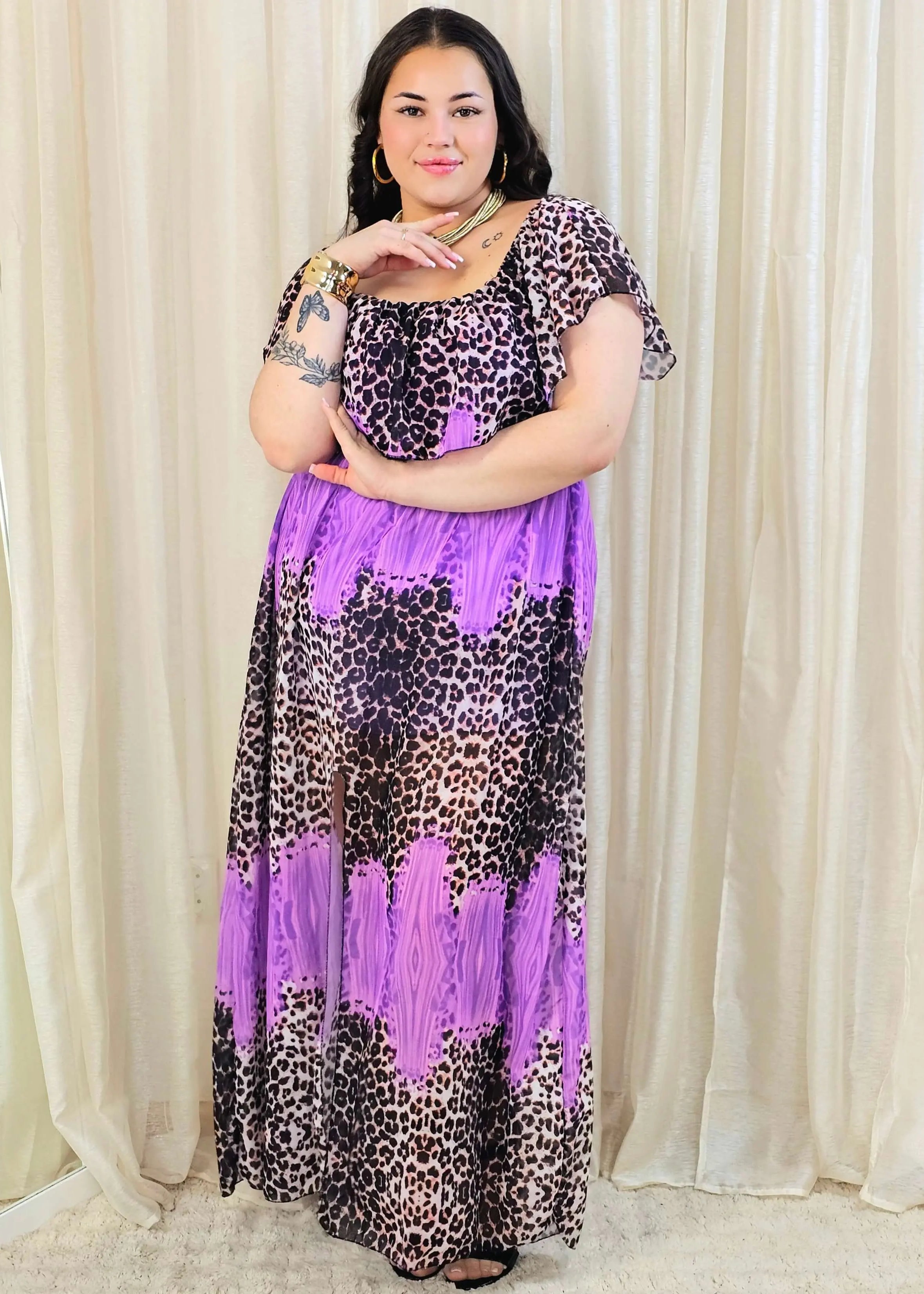 Sukienka maxi w stylu boho z wzorem zwierzęcym - w kilku kolorach Stylowa XL