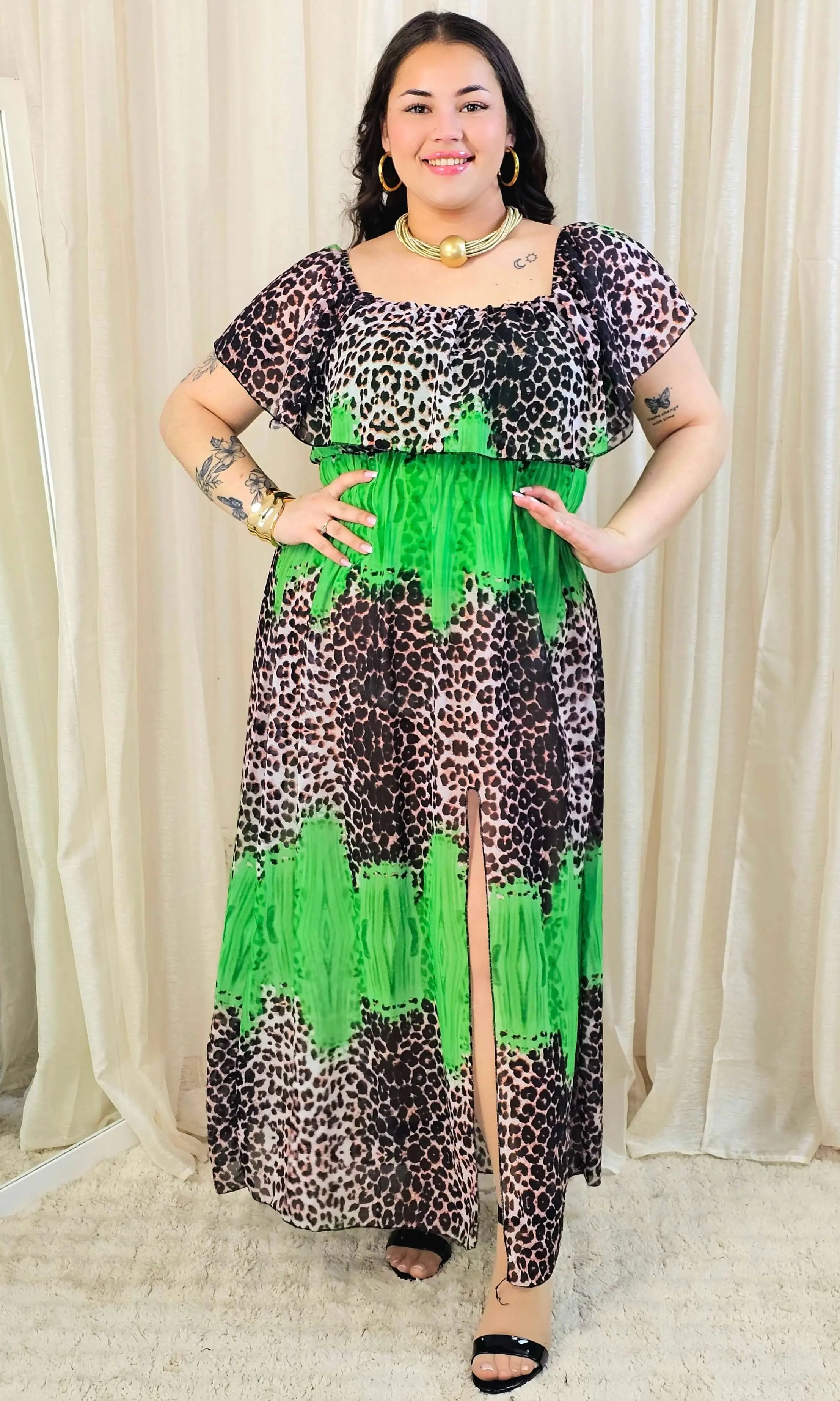 Sukienka maxi w stylu boho z wzorem zwierzęcym - w kilku kolorach Stylowa XL