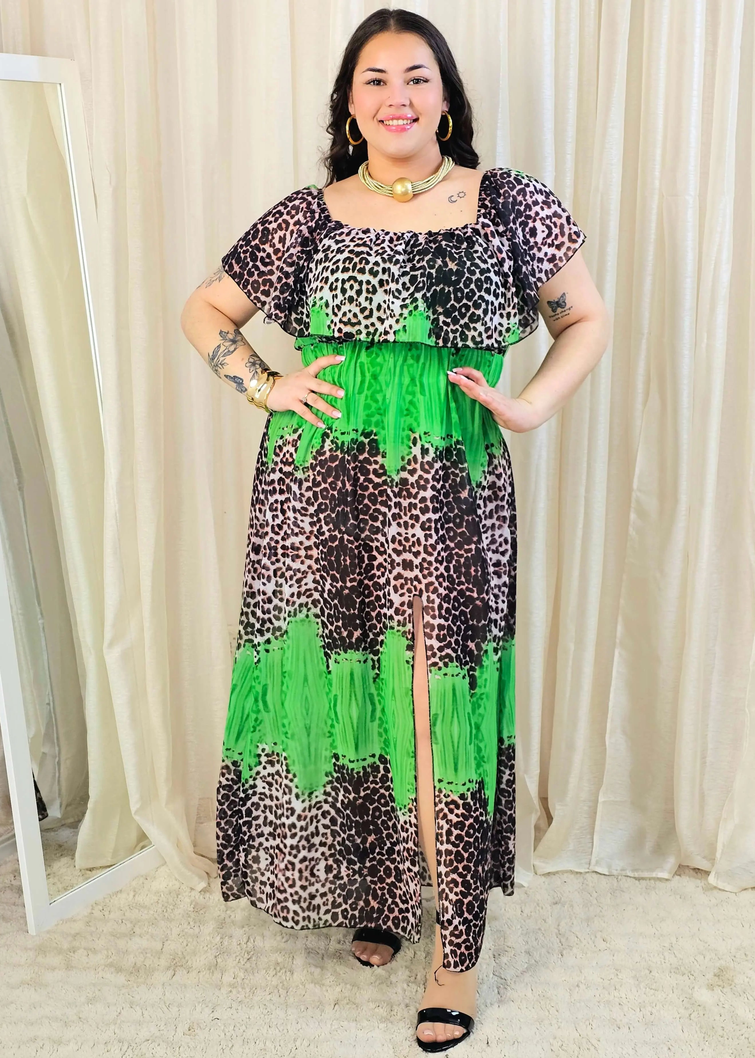 Sukienka maxi w stylu boho z wzorem zwierzęcym - w kilku kolorach Stylowa XL