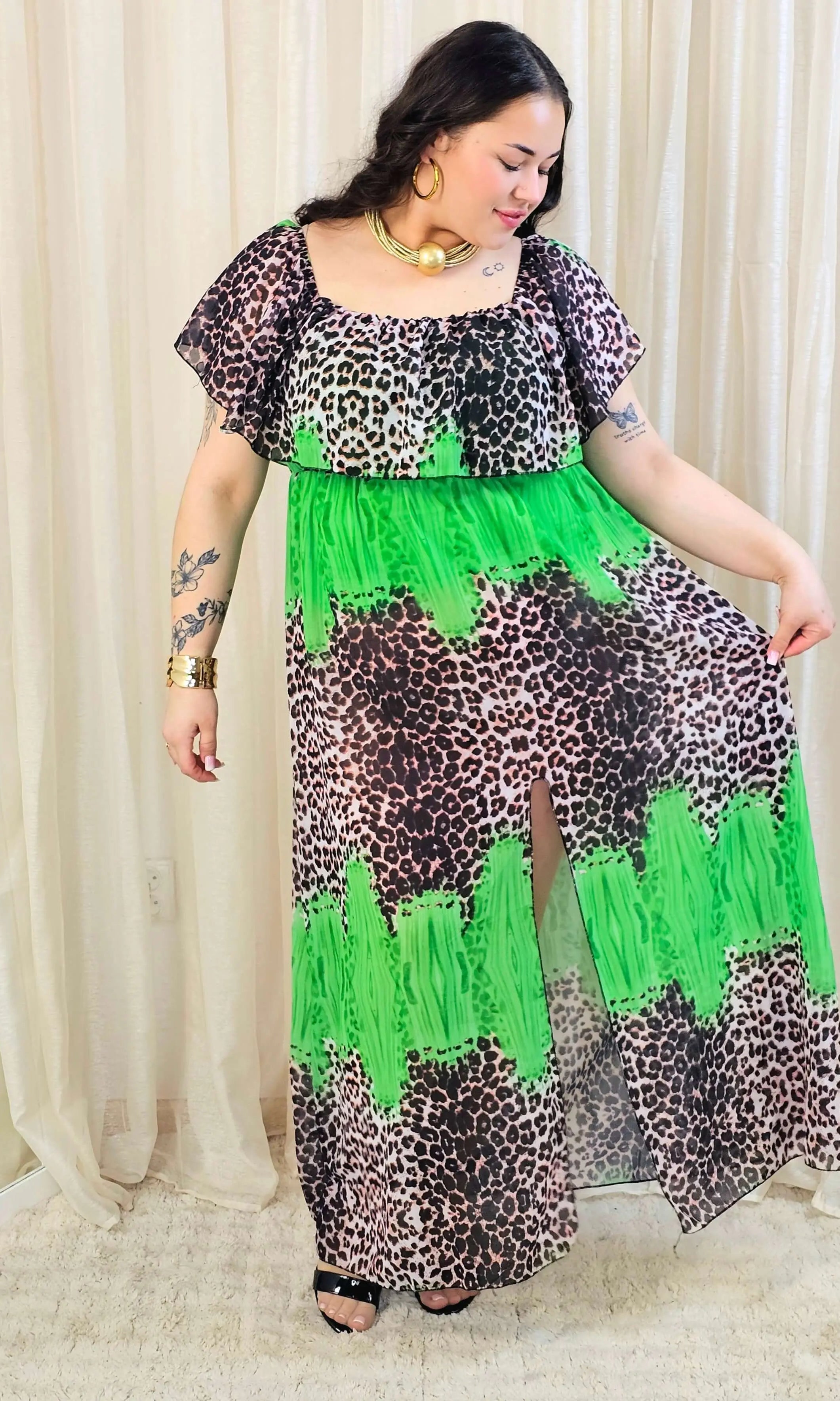 Sukienka maxi w stylu boho z wzorem zwierzęcym - w kilku kolorach Stylowa XL