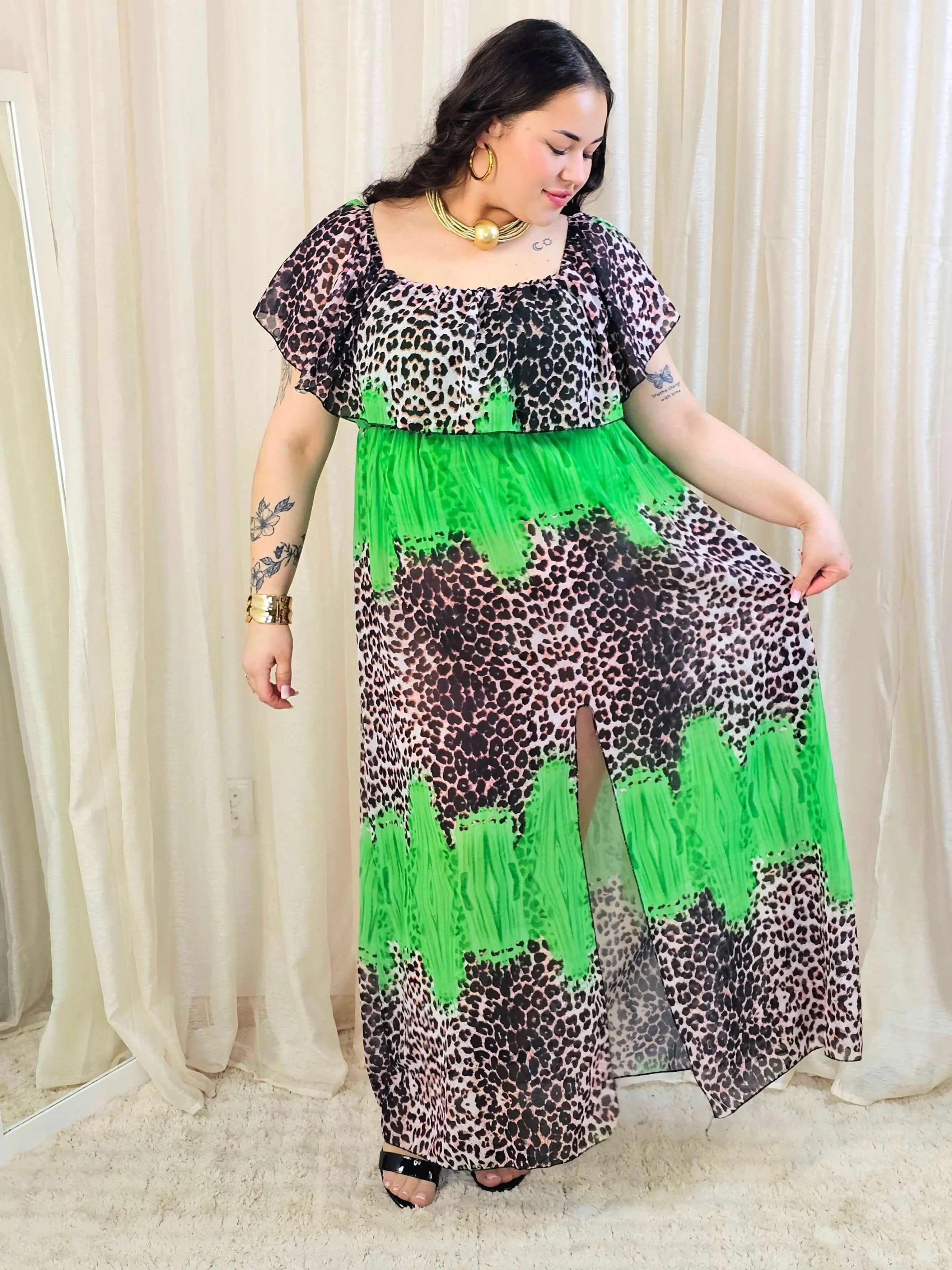 Sukienka maxi w stylu boho z wzorem zwierzęcym - w kilku kolorach Stylowa XL