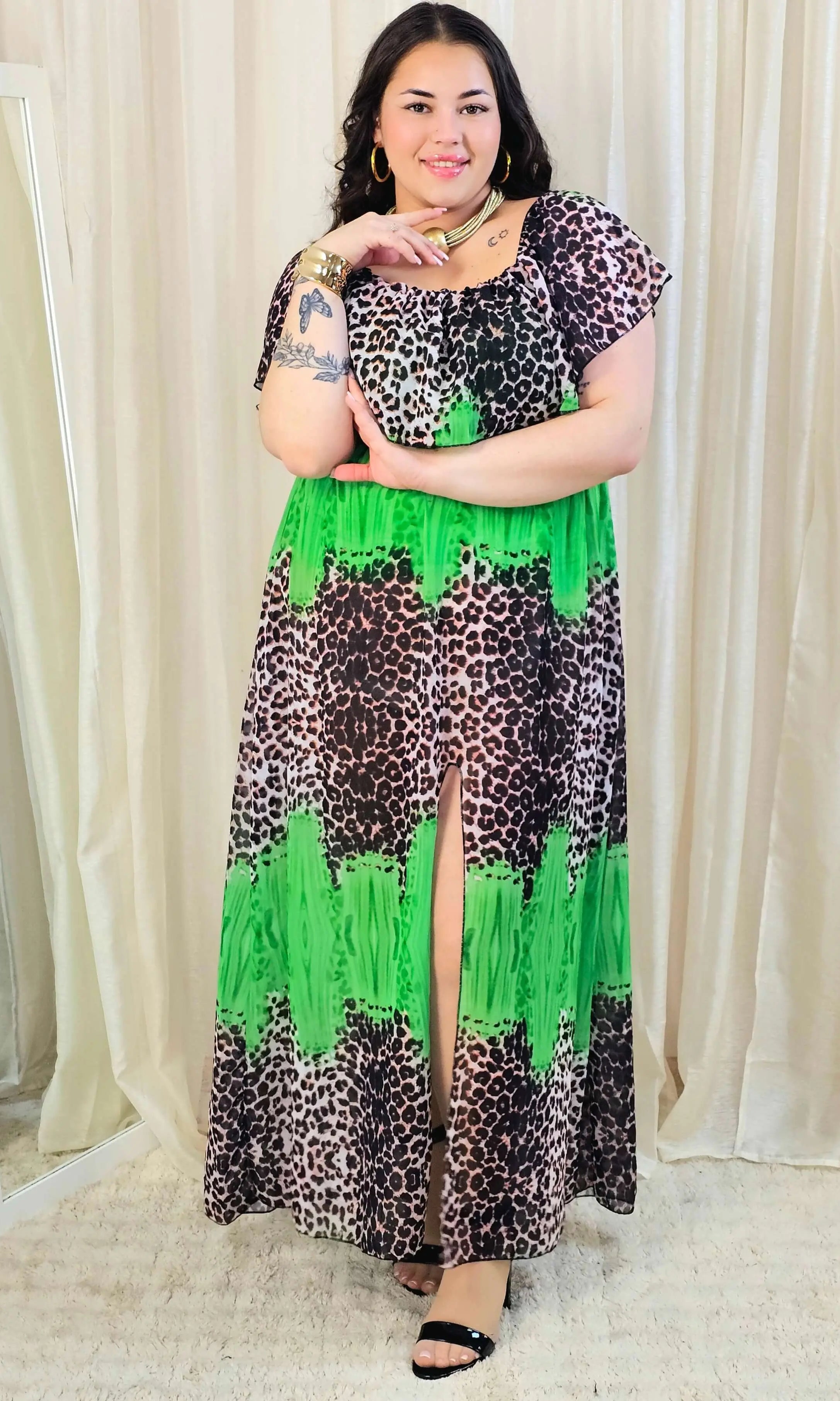Sukienka maxi w stylu boho z wzorem zwierzęcym - w kilku kolorach Stylowa XL