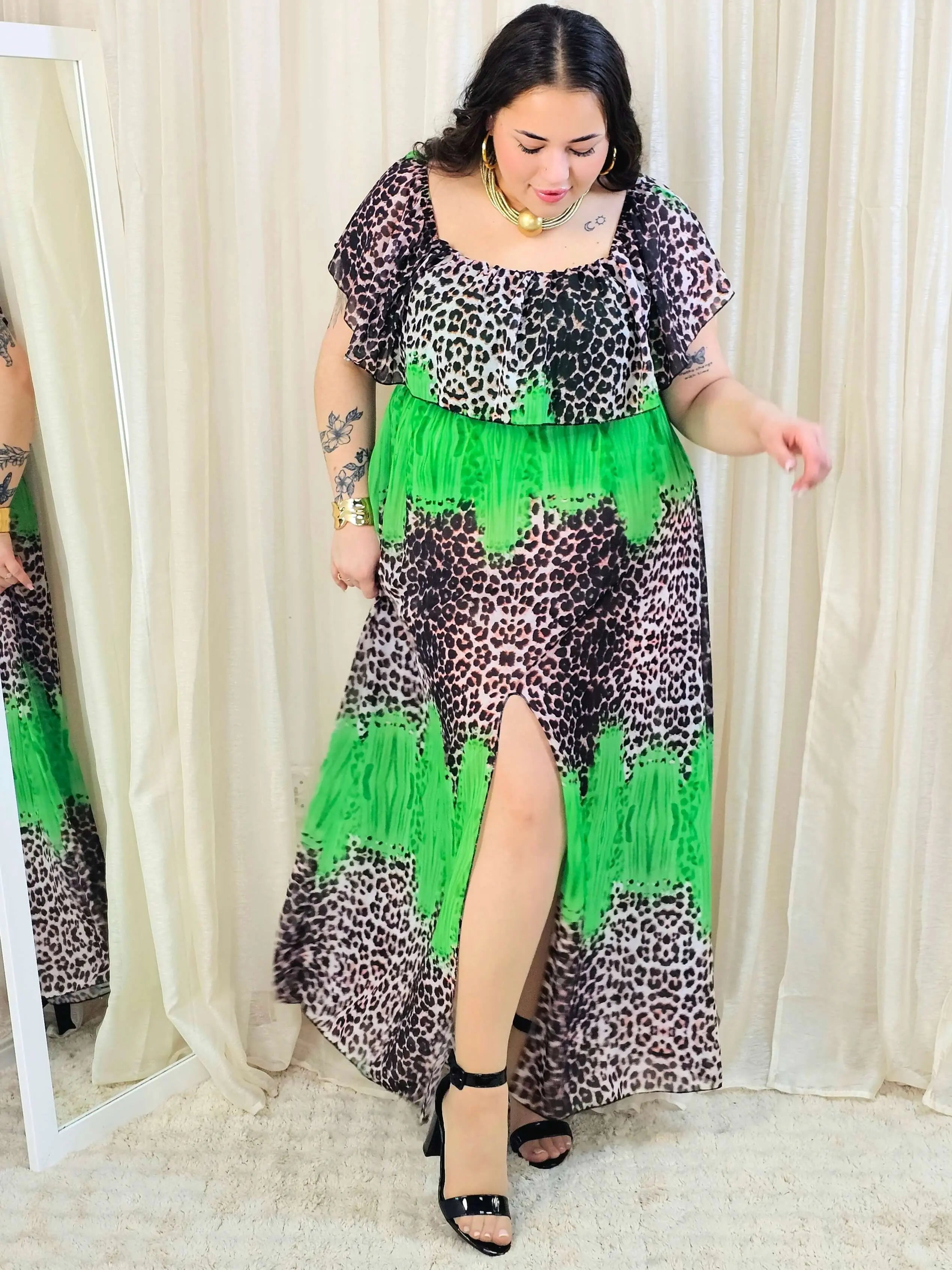 Sukienka maxi w stylu boho z wzorem zwierzęcym - w kilku kolorach Stylowa XL