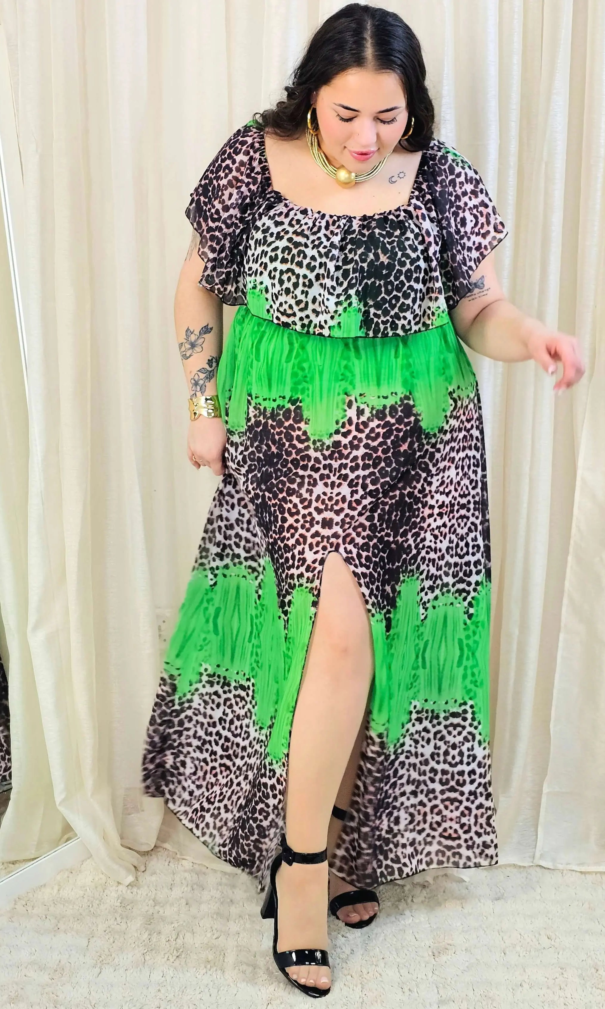 Sukienka maxi w stylu boho z wzorem zwierzęcym - w kilku kolorach Stylowa XL