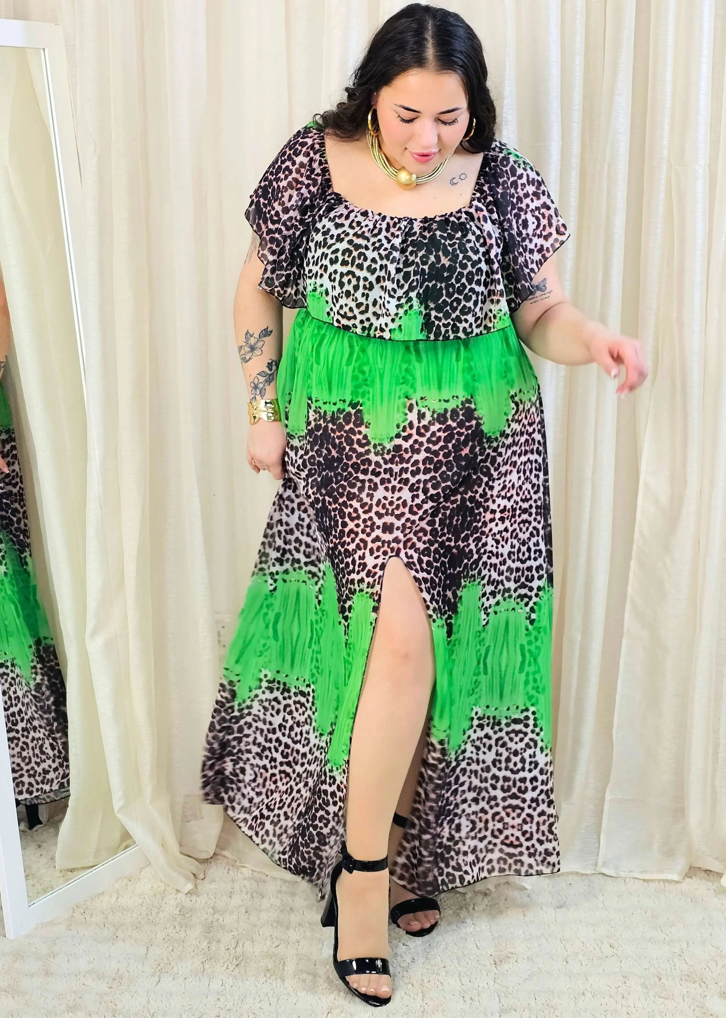 Sukienka maxi w stylu boho z wzorem zwierzęcym - w kilku kolorach Stylowa XL