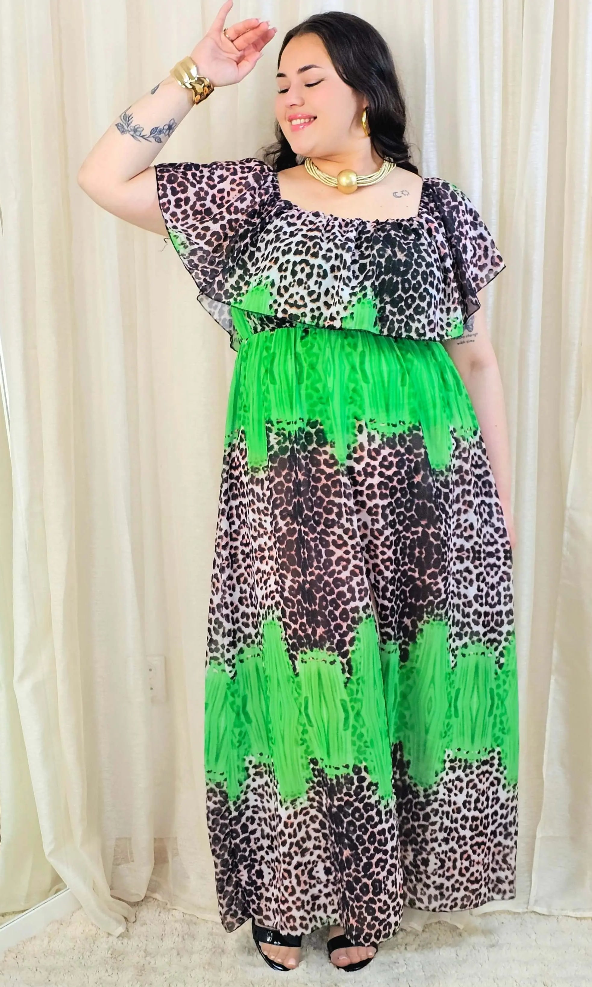 Sukienka maxi w stylu boho z wzorem zwierzęcym - w kilku kolorach Stylowa XL
