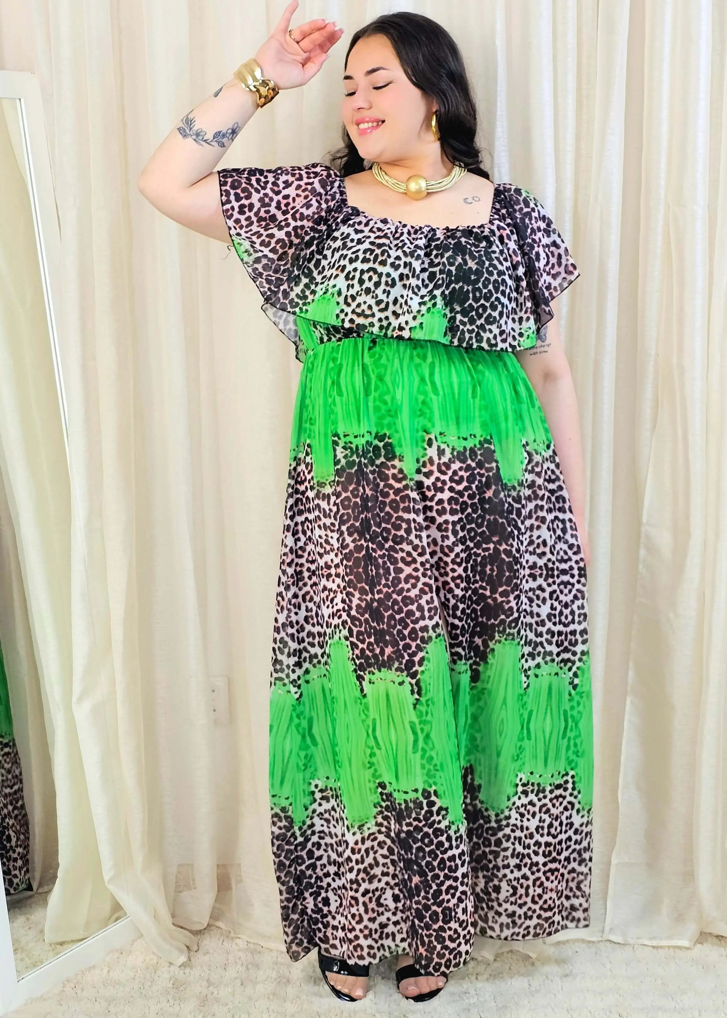 Sukienka maxi w stylu boho z wzorem zwierzęcym - w kilku kolorach Stylowa XL