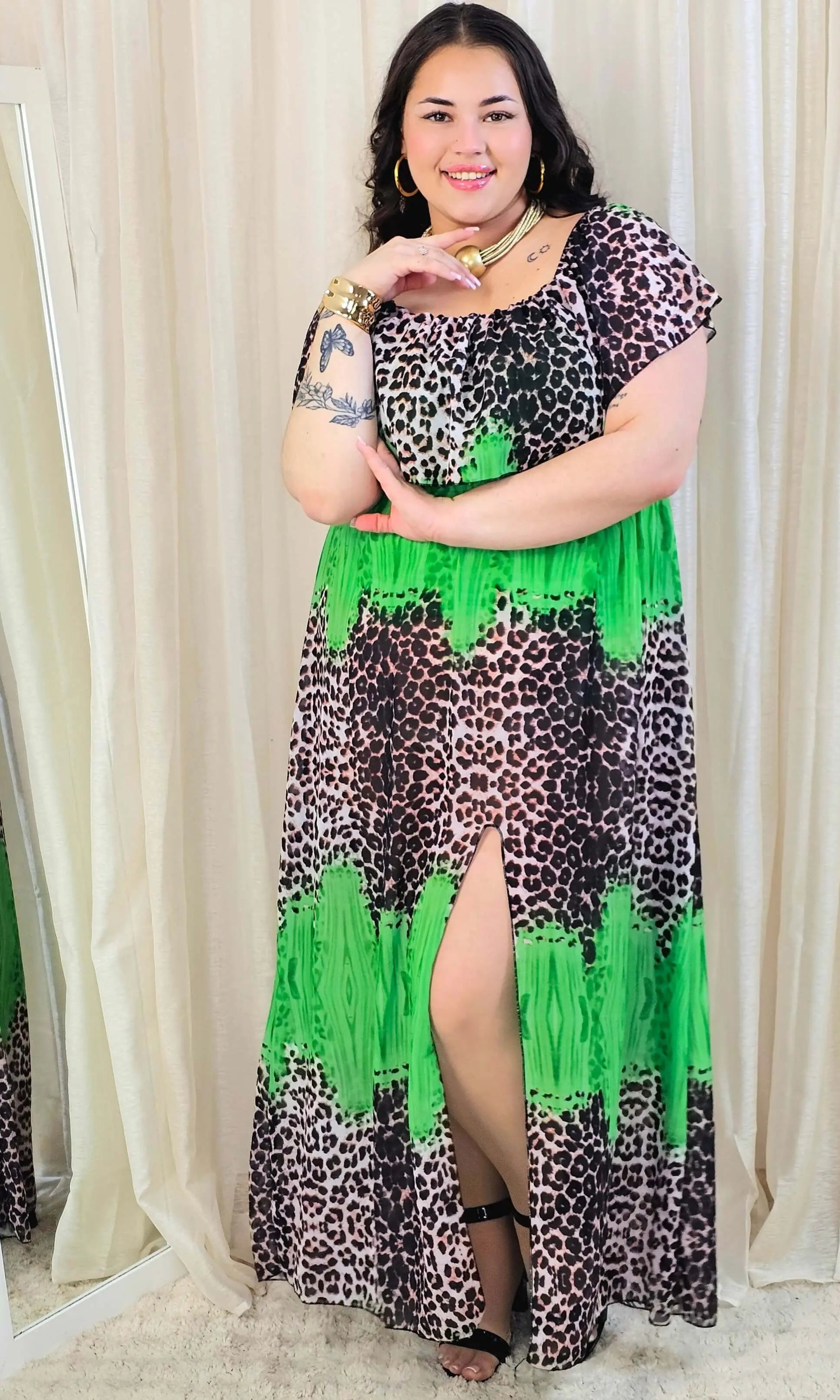 Sukienka maxi w stylu boho z wzorem zwierzęcym - w kilku kolorach Stylowa XL