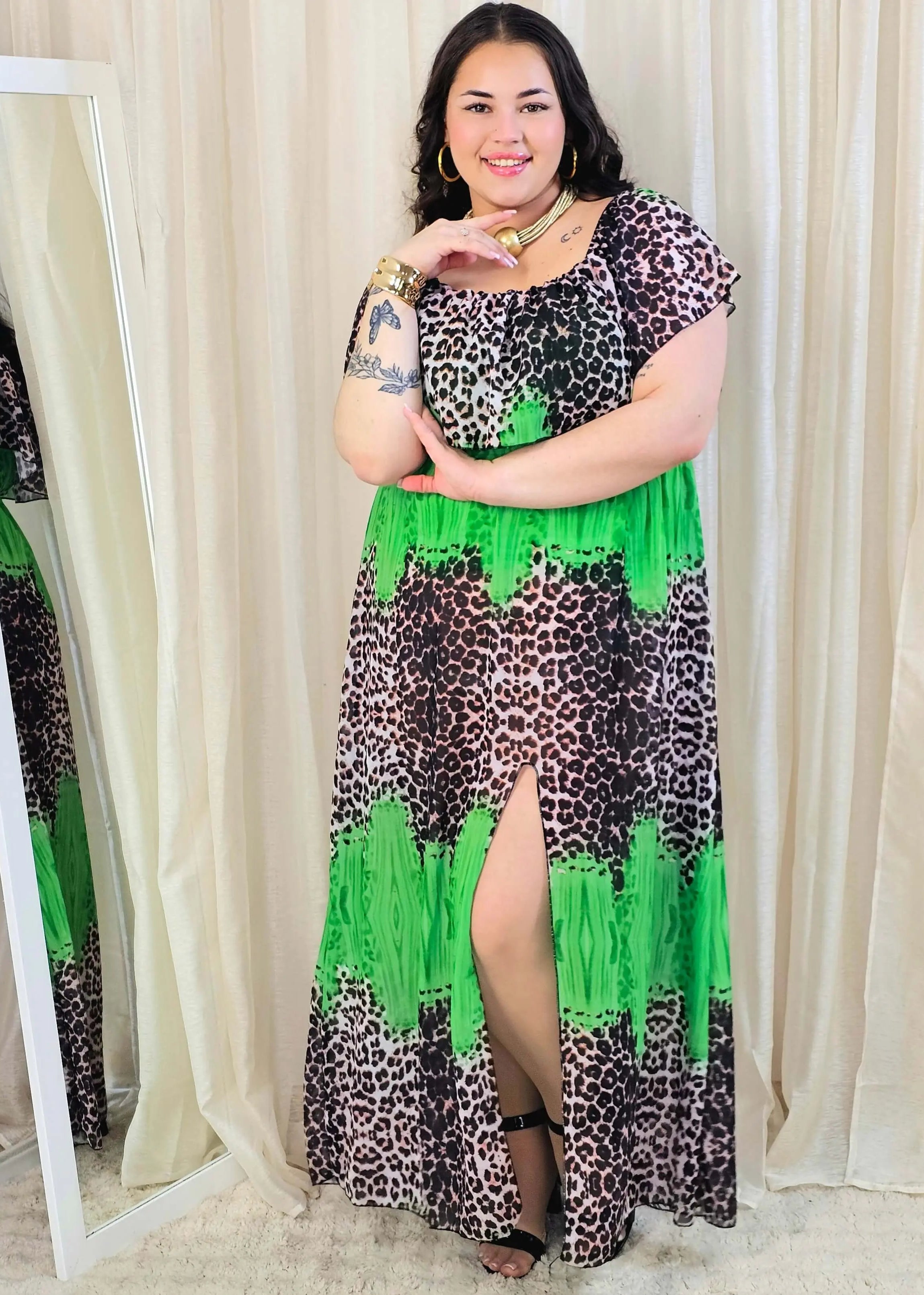 Sukienka maxi w stylu boho z wzorem zwierzęcym - w kilku kolorach Stylowa XL