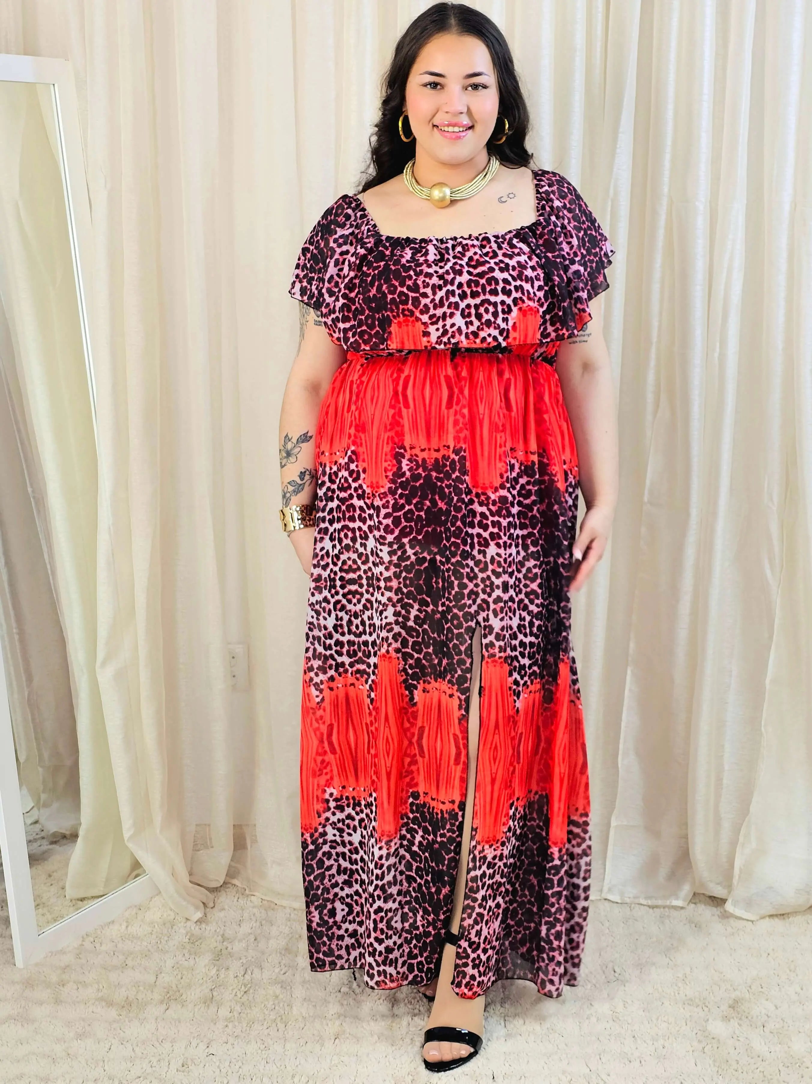 Sukienka maxi w stylu boho z wzorem zwierzęcym - w kilku kolorach Stylowa XL