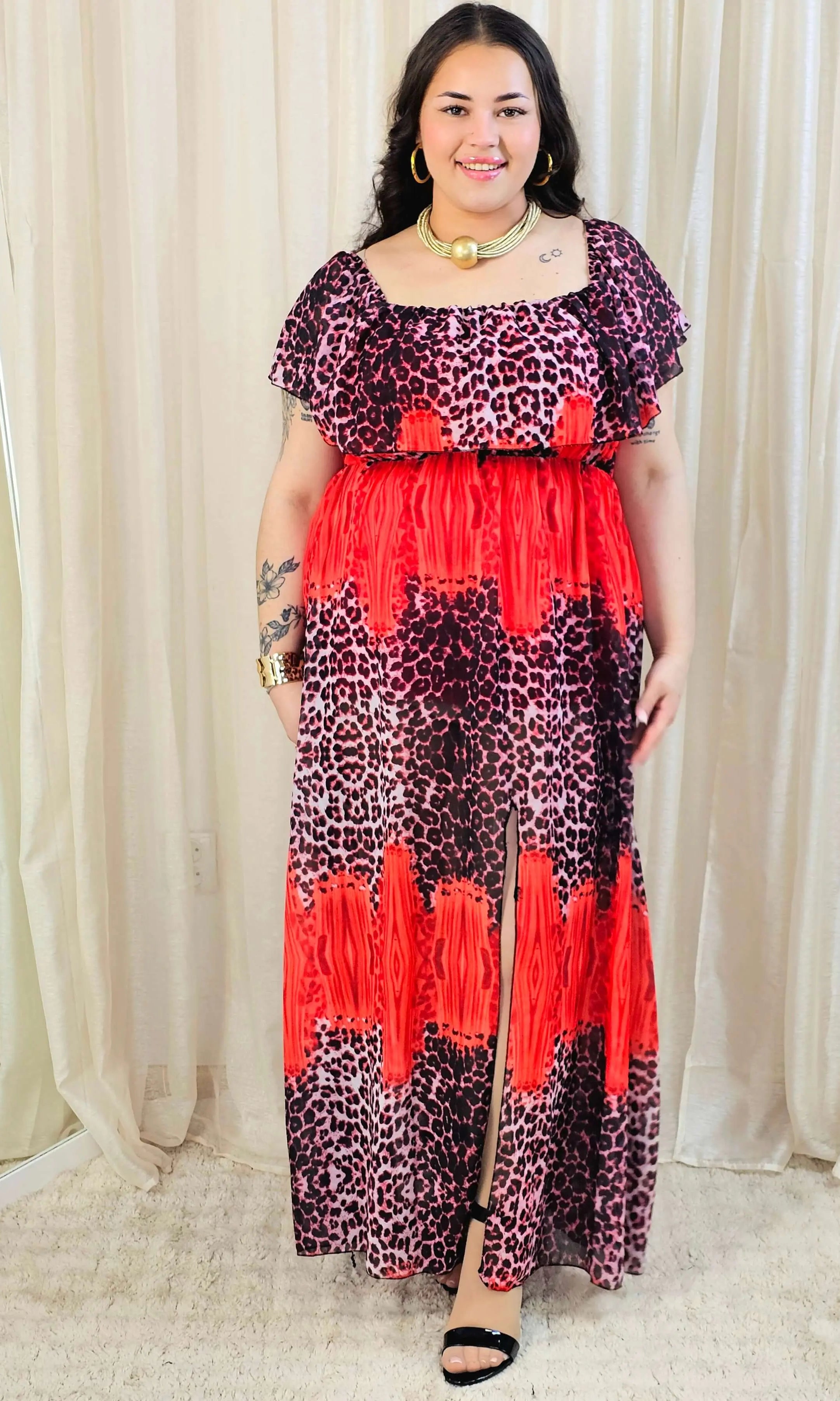 Sukienka maxi w stylu boho z wzorem zwierzęcym - w kilku kolorach Stylowa XL