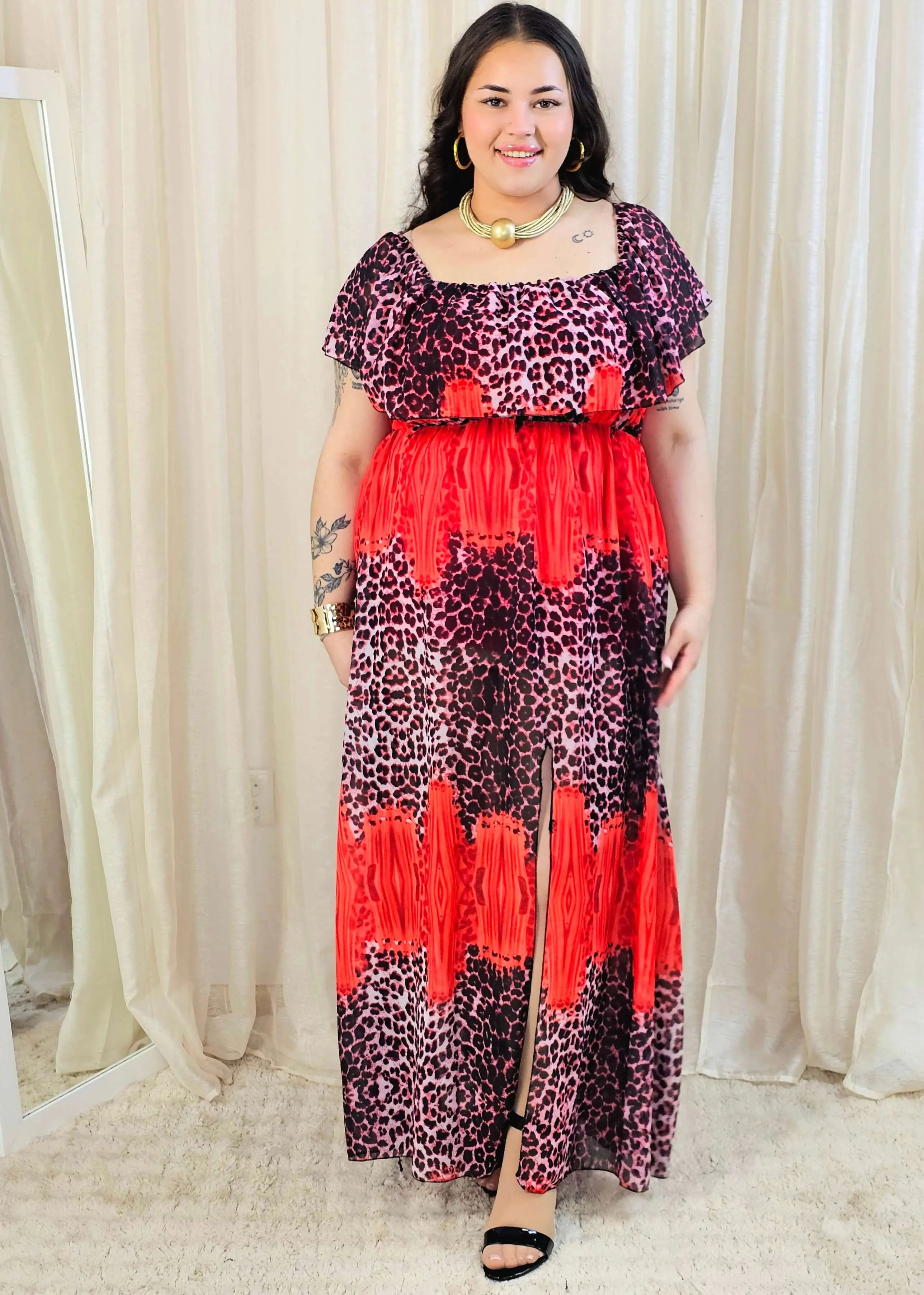 Sukienka maxi w stylu boho z wzorem zwierzęcym - w kilku kolorach Stylowa XL