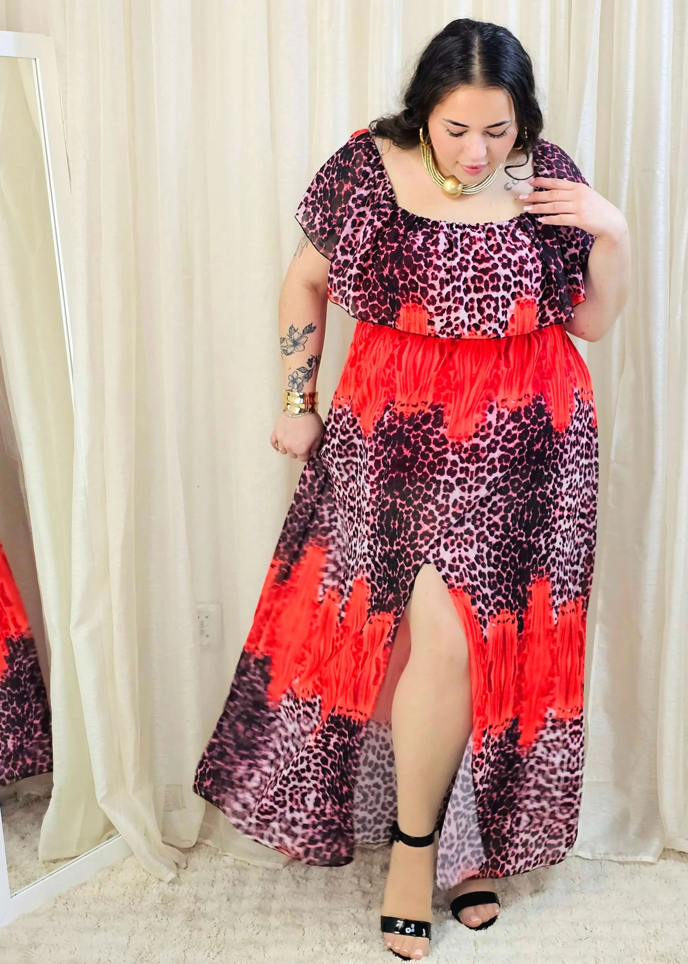 Sukienka maxi w stylu boho z wzorem zwierzęcym - w kilku kolorach Stylowa XL