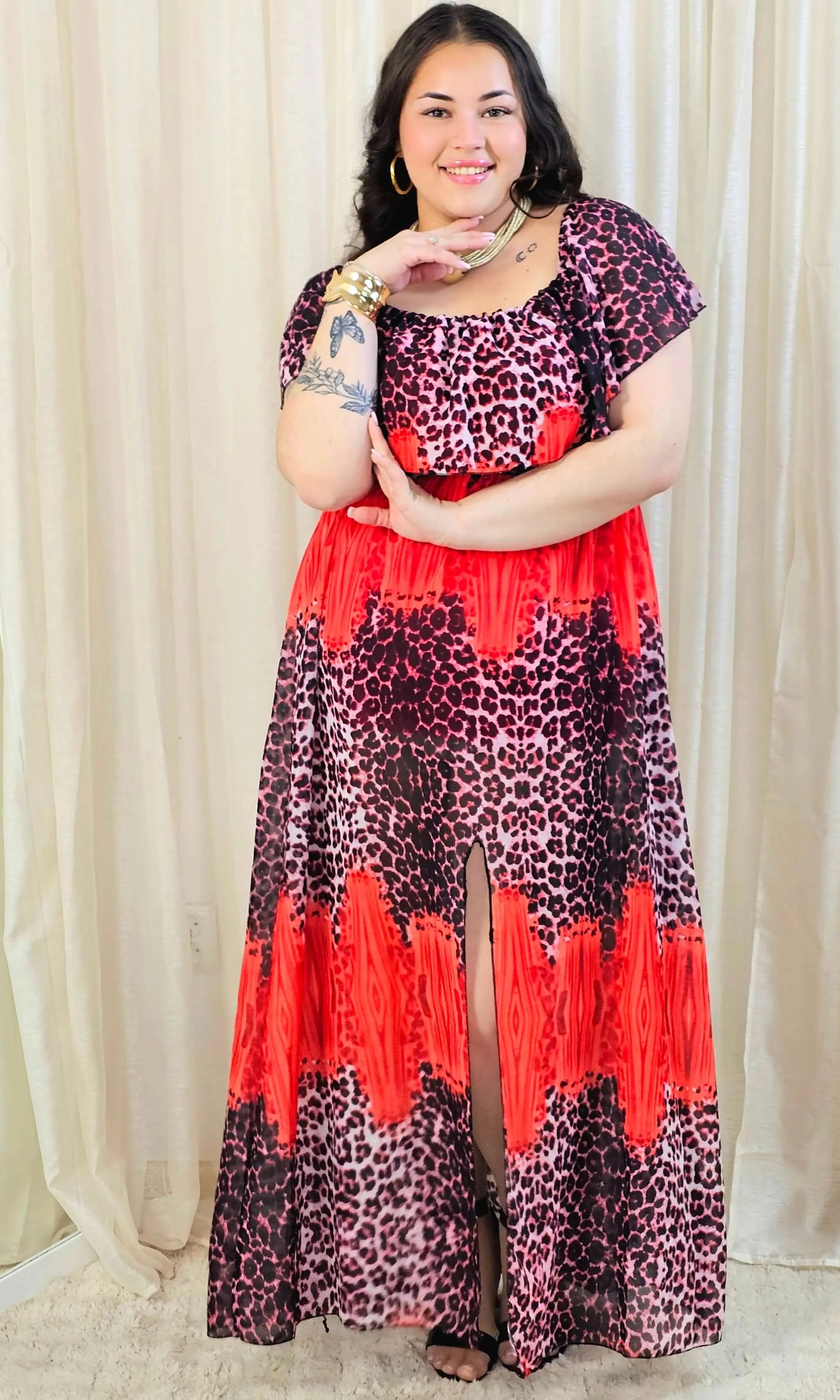 Sukienka maxi w stylu boho z wzorem zwierzęcym - w kilku kolorach Stylowa XL