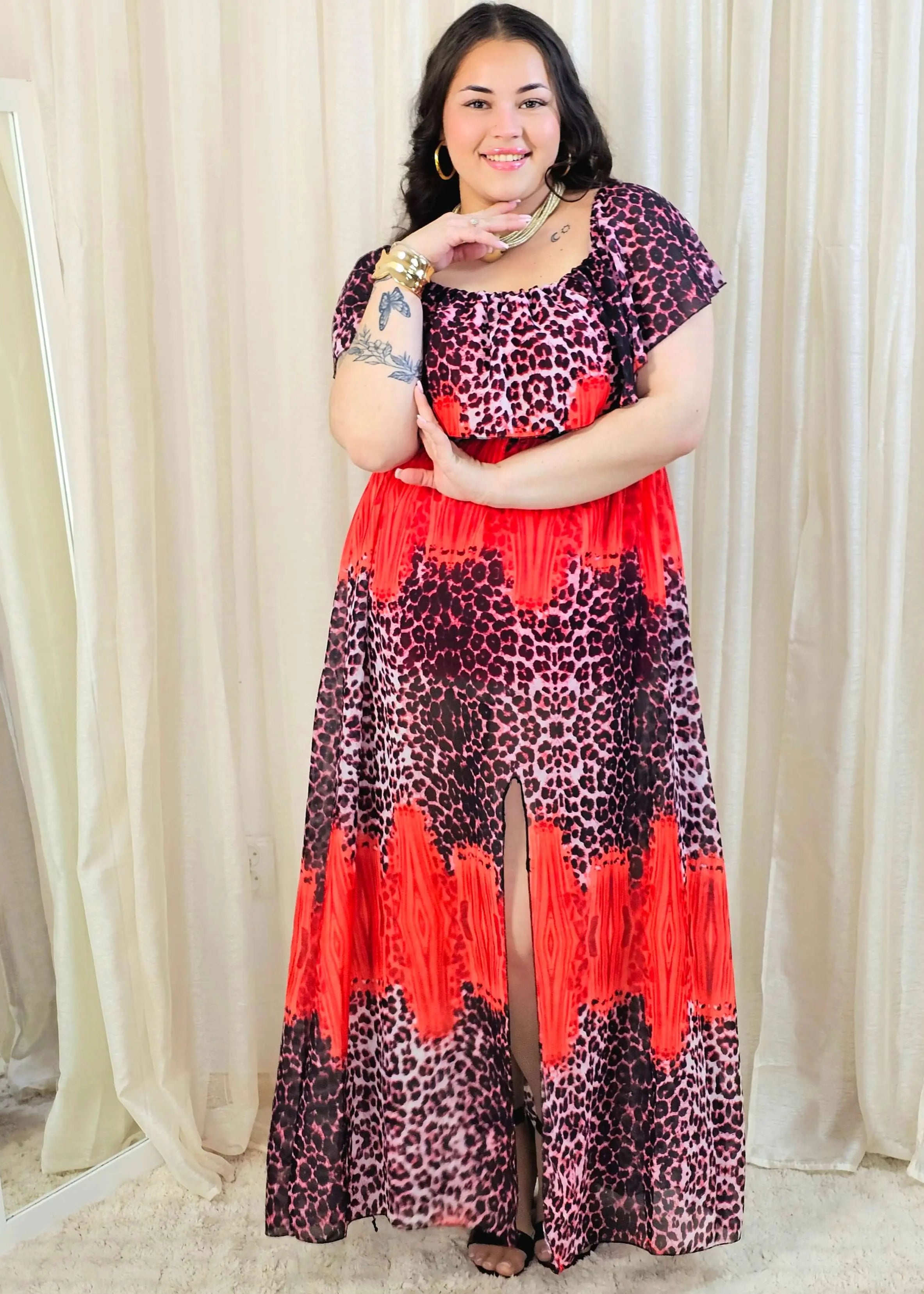 Sukienka maxi w stylu boho z wzorem zwierzęcym - w kilku kolorach Stylowa XL