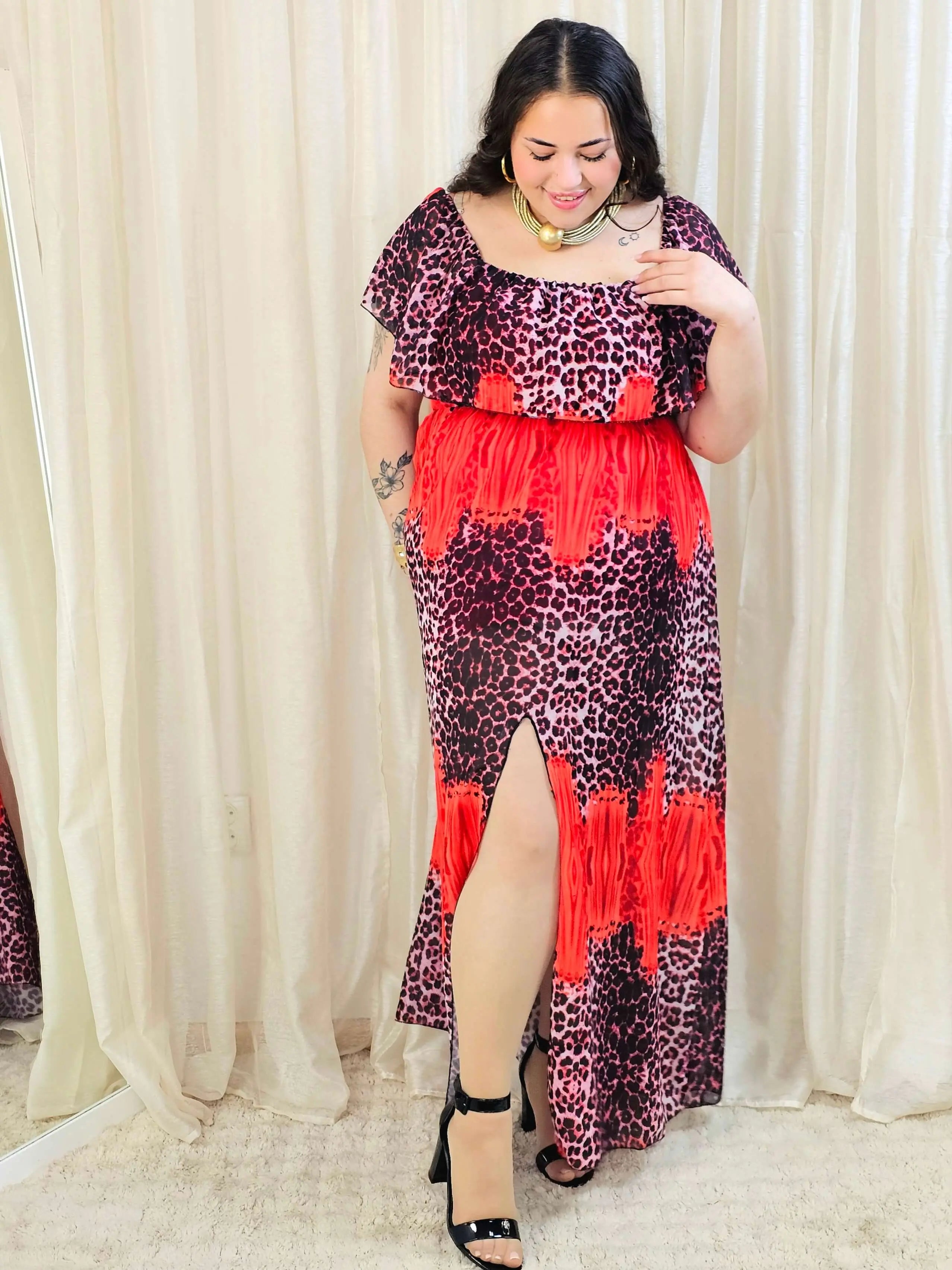 Sukienka maxi w stylu boho z wzorem zwierzęcym - w kilku kolorach Stylowa XL