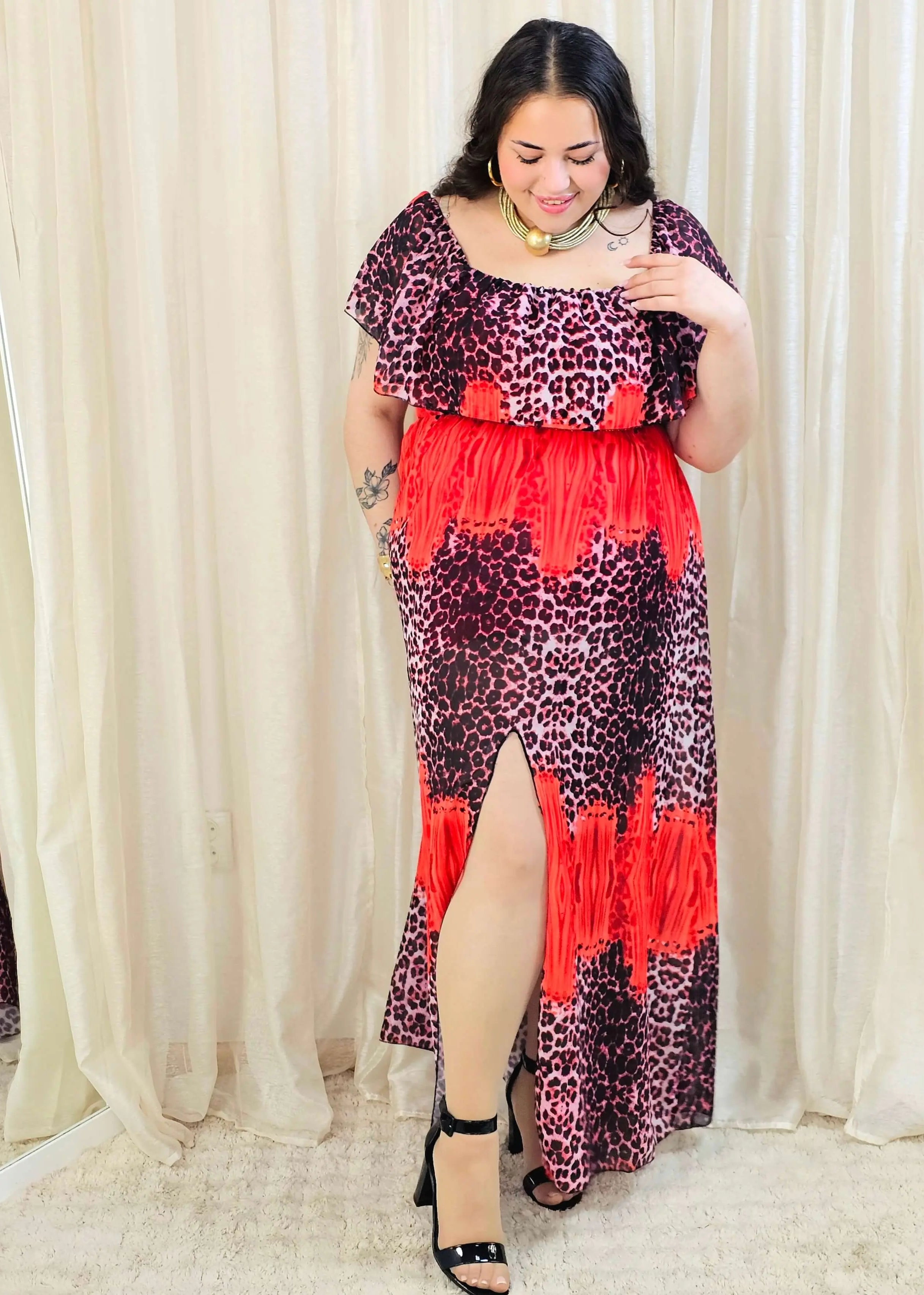 Sukienka maxi w stylu boho z wzorem zwierzęcym - w kilku kolorach Stylowa XL