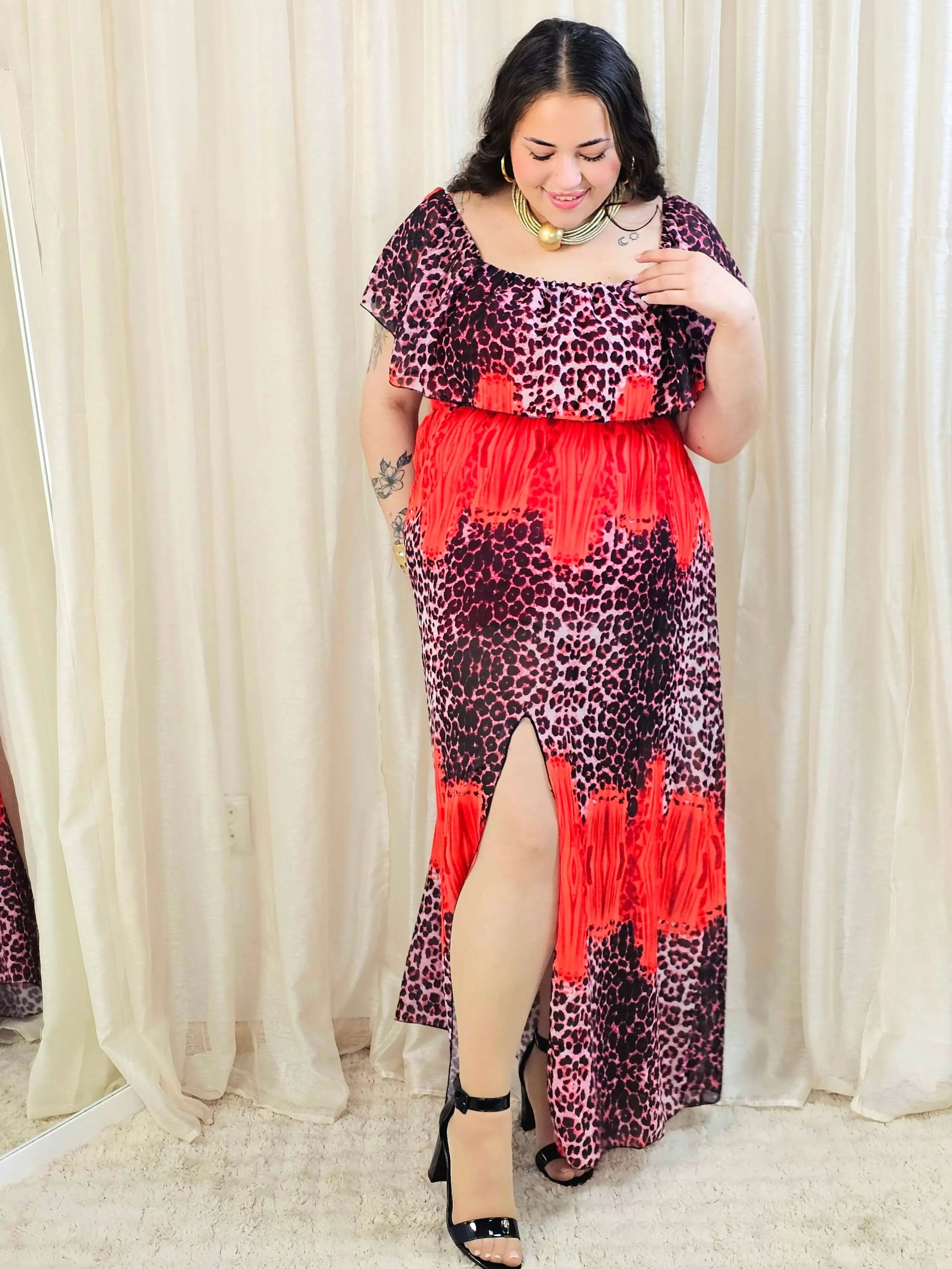 Sukienka maxi w stylu boho z wzorem zwierzęcym - w kilku kolorach Stylowa XL