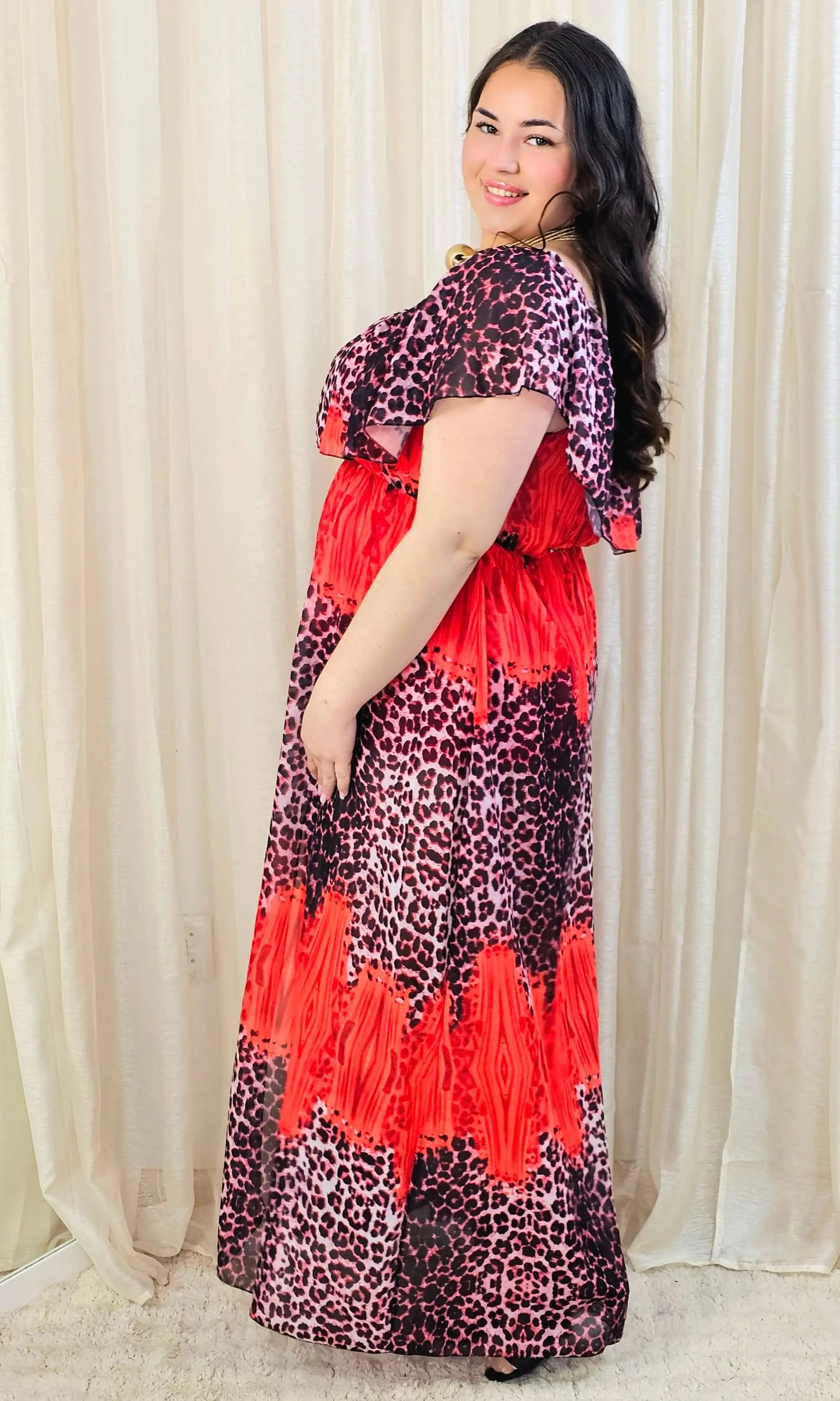 Sukienka maxi w stylu boho z wzorem zwierzęcym - w kilku kolorach Stylowa XL