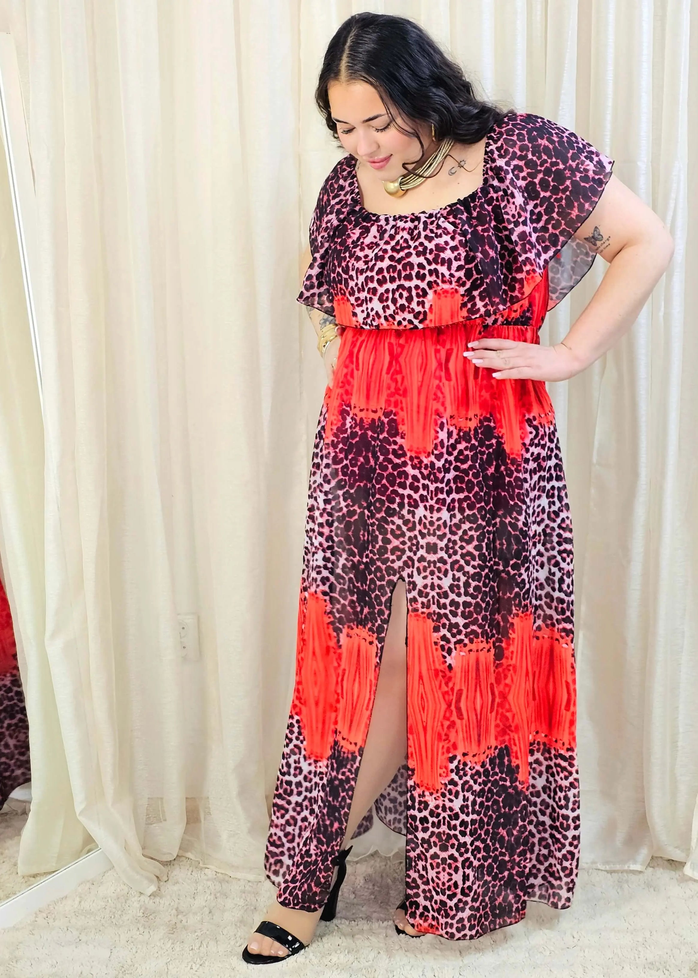 Sukienka maxi w stylu boho z wzorem zwierzęcym - w kilku kolorach Stylowa XL