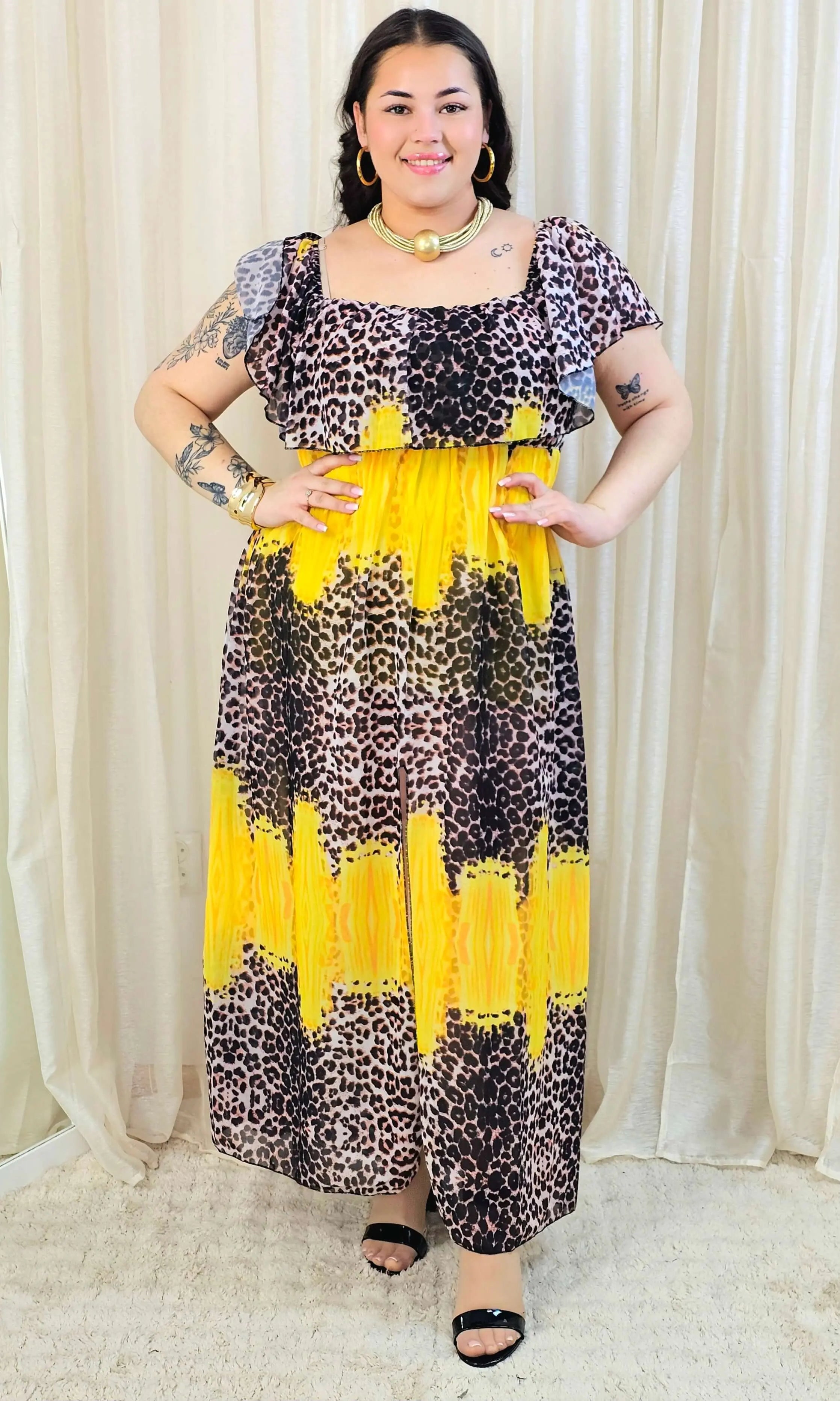Sukienka maxi w stylu boho z wzorem zwierzęcym - w kilku kolorach Stylowa XL
