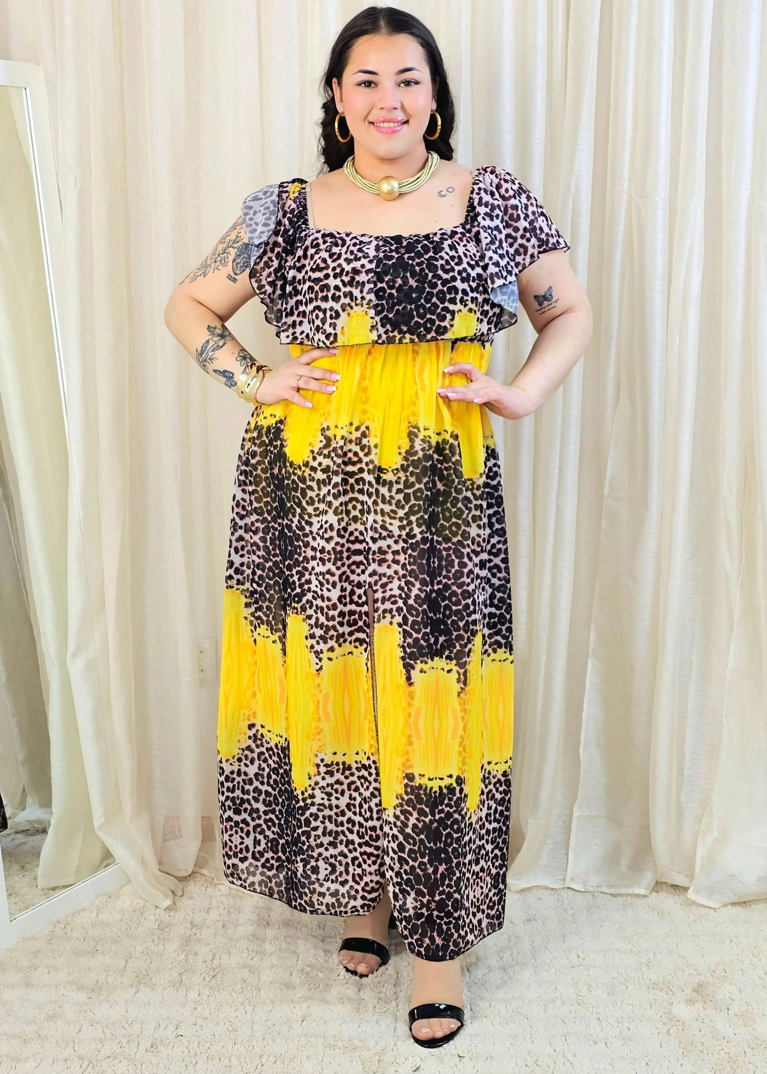 Sukienka maxi w stylu boho z wzorem zwierzęcym - w kilku kolorach Stylowa XL