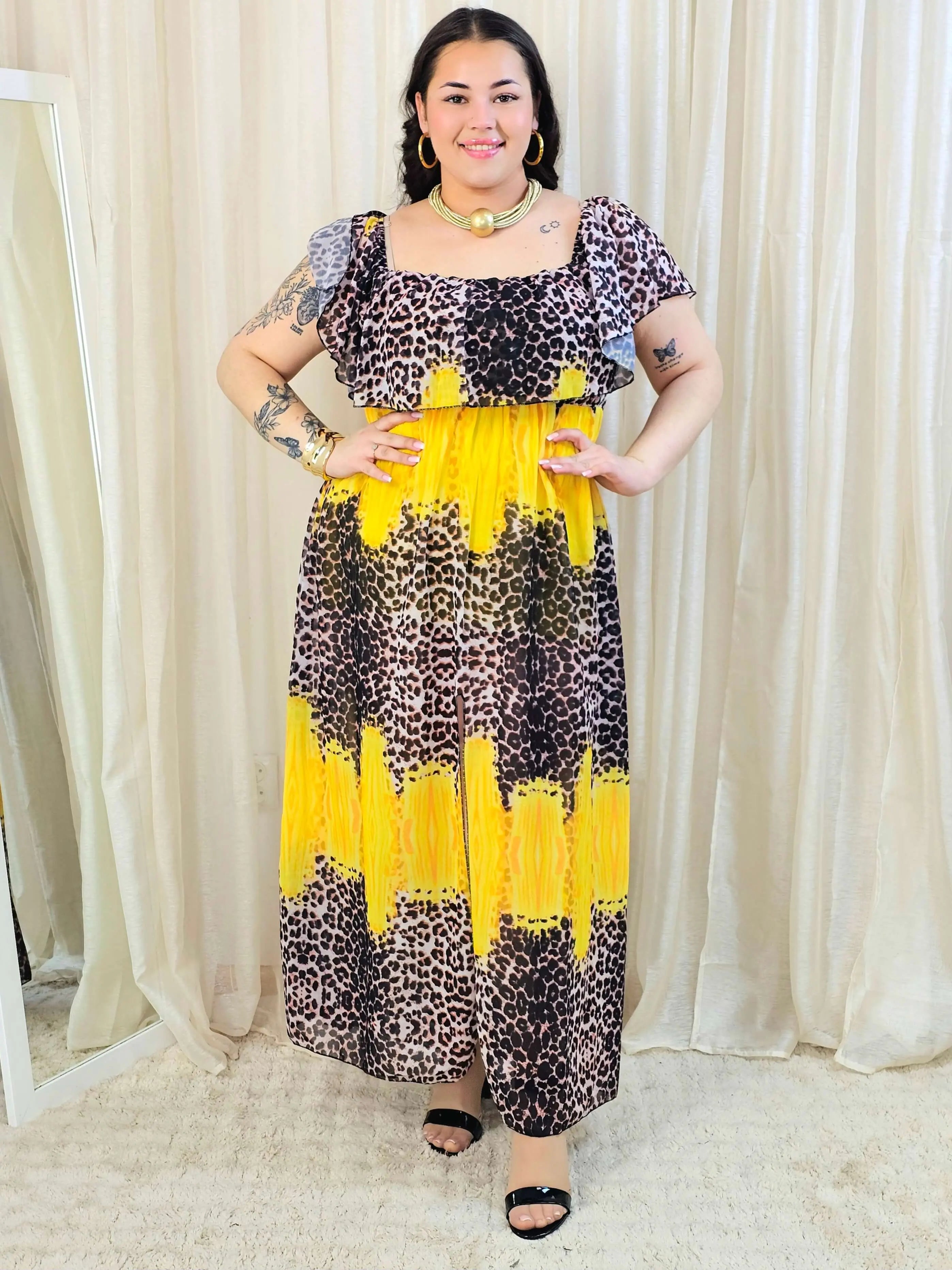 Sukienka maxi w stylu boho z wzorem zwierzęcym - w kilku kolorach Stylowa XL