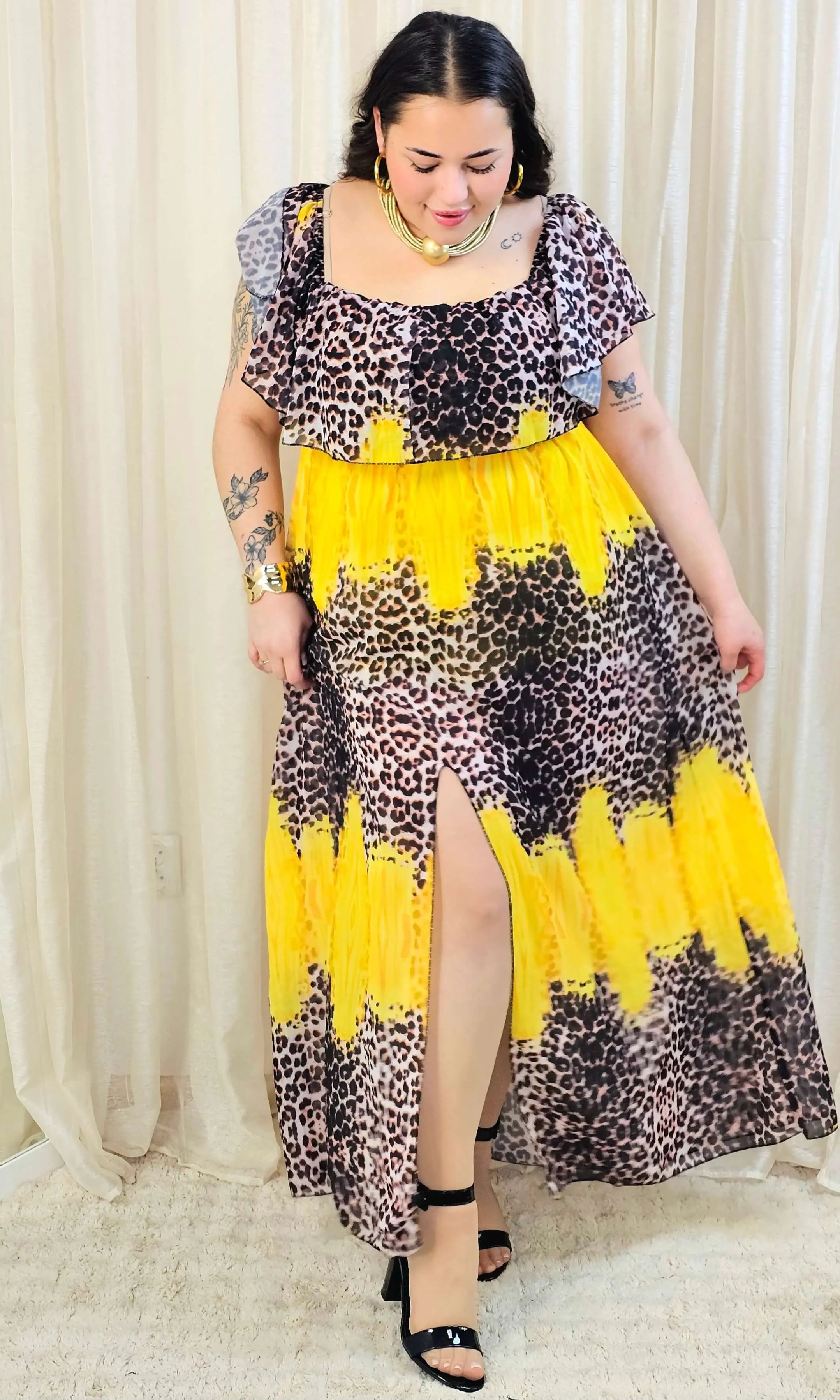 Sukienka maxi w stylu boho z wzorem zwierzęcym - w kilku kolorach Stylowa XL