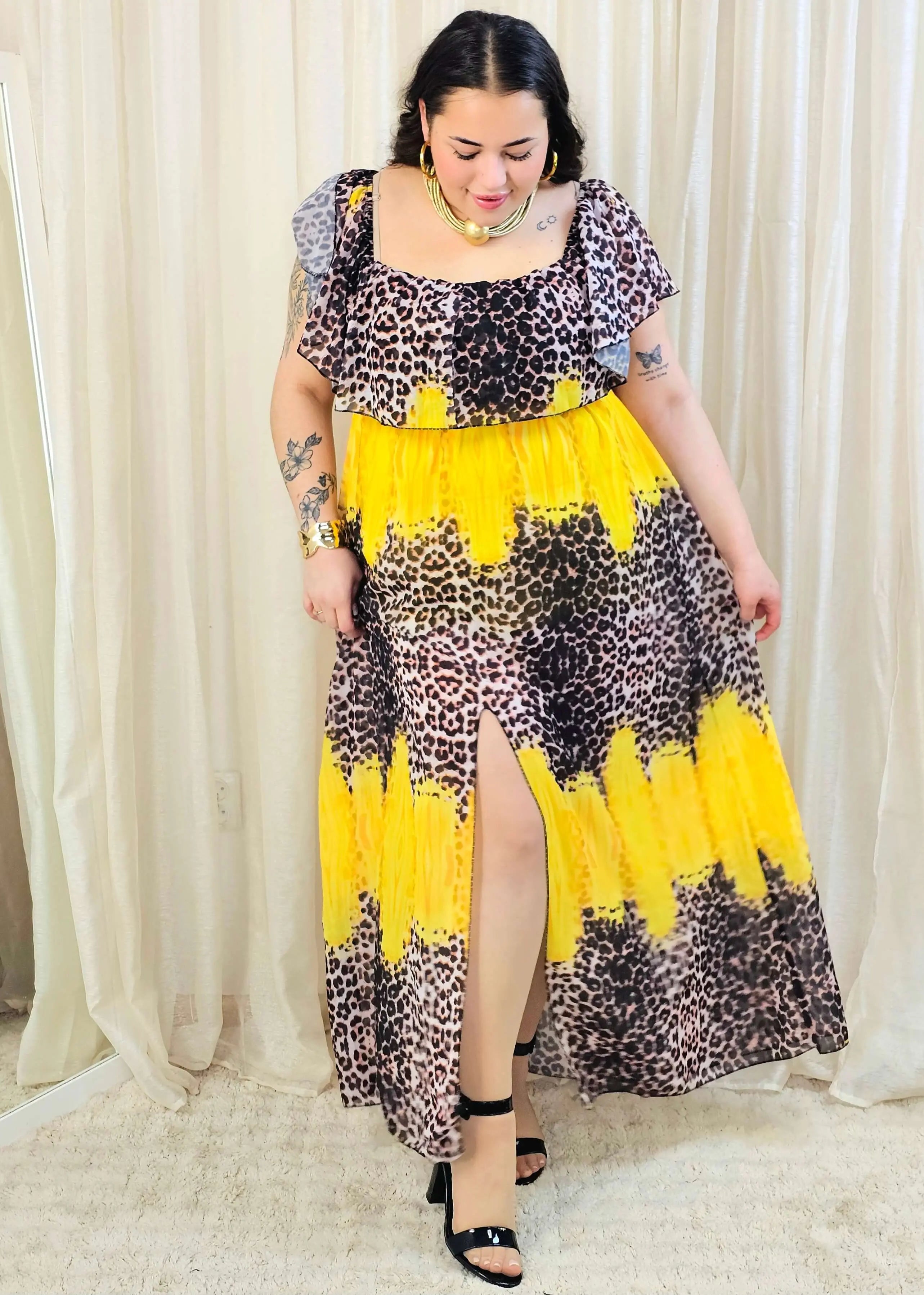 Sukienka maxi w stylu boho z wzorem zwierzęcym - w kilku kolorach Stylowa XL