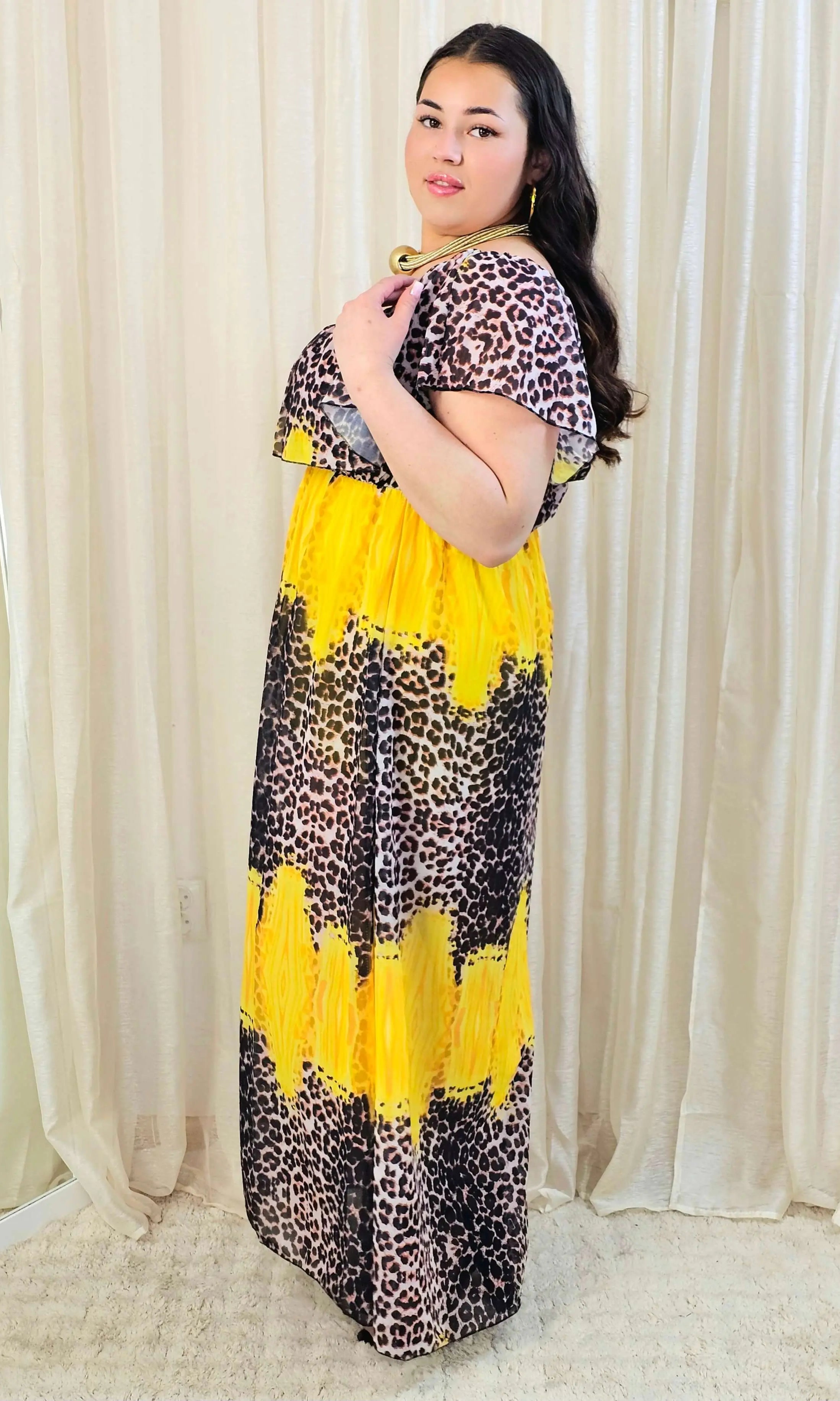 Sukienka maxi w stylu boho z wzorem zwierzęcym - w kilku kolorach Stylowa XL