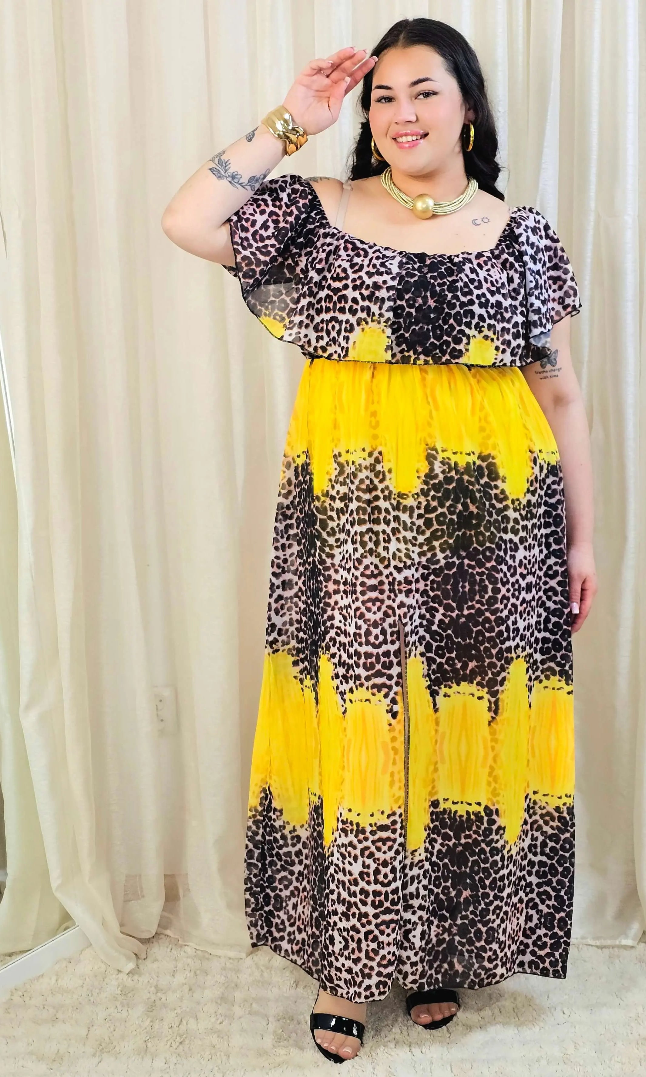 Sukienka maxi w stylu boho z wzorem zwierzęcym - w kilku kolorach Stylowa XL
