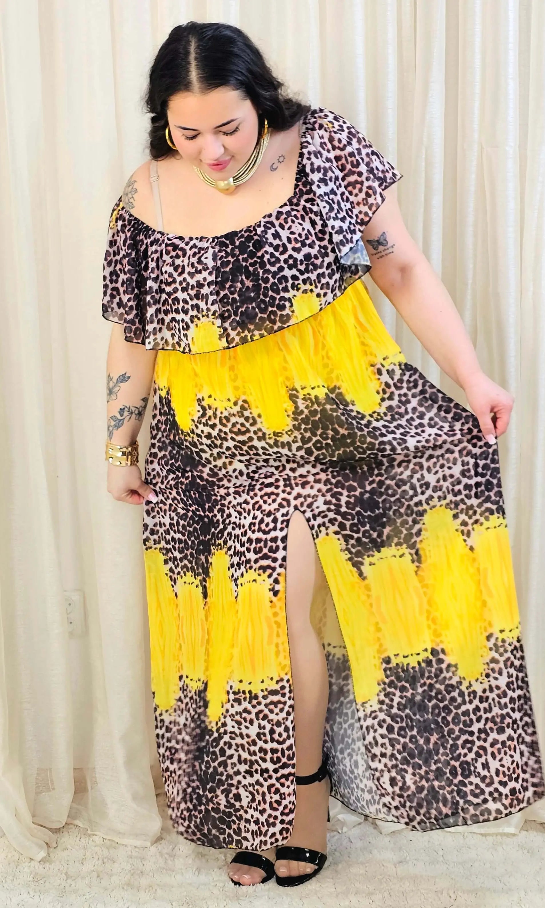 Sukienka maxi w stylu boho z wzorem zwierzęcym - w kilku kolorach Stylowa XL