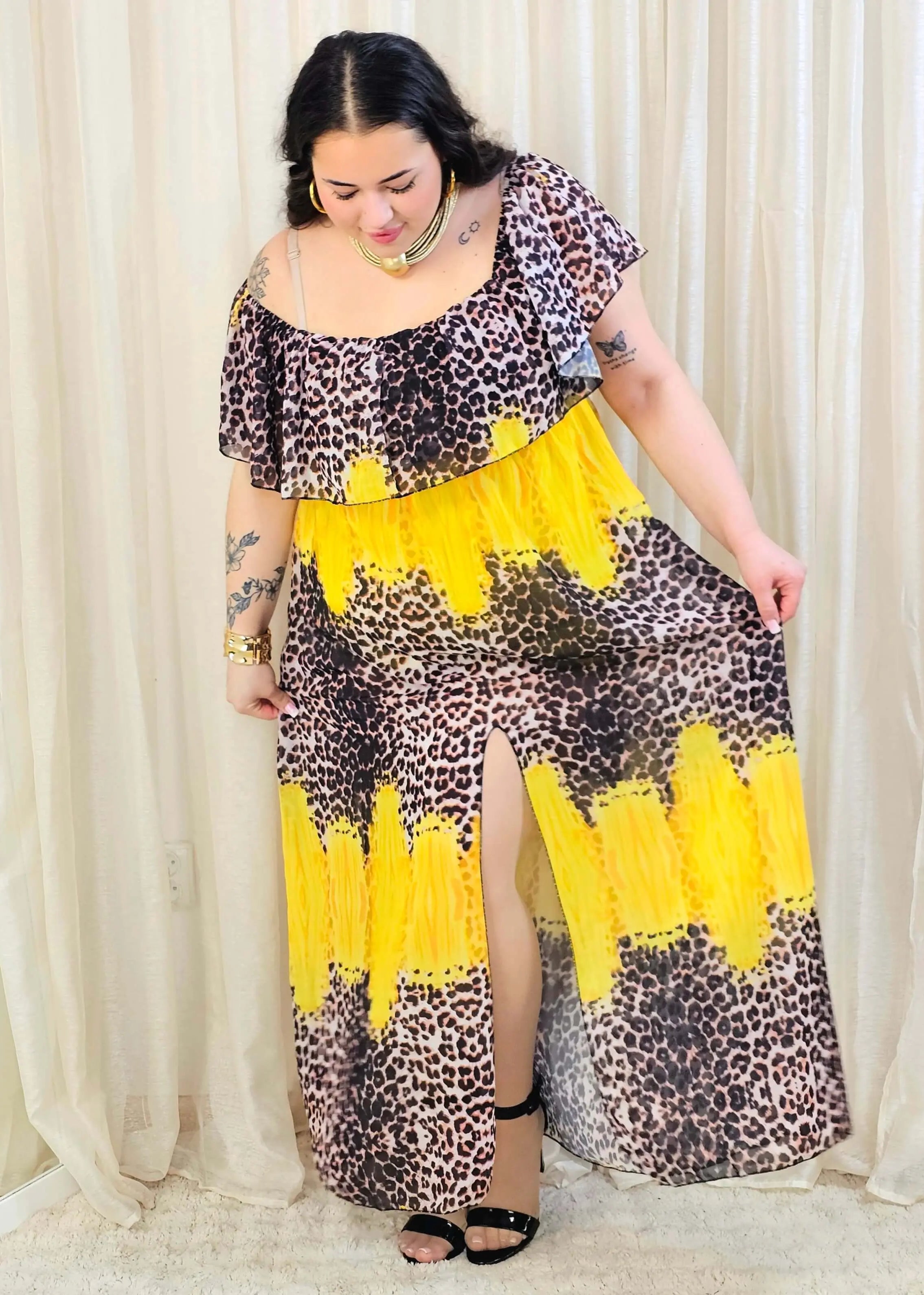 Sukienka maxi w stylu boho z wzorem zwierzęcym - w kilku kolorach Stylowa XL